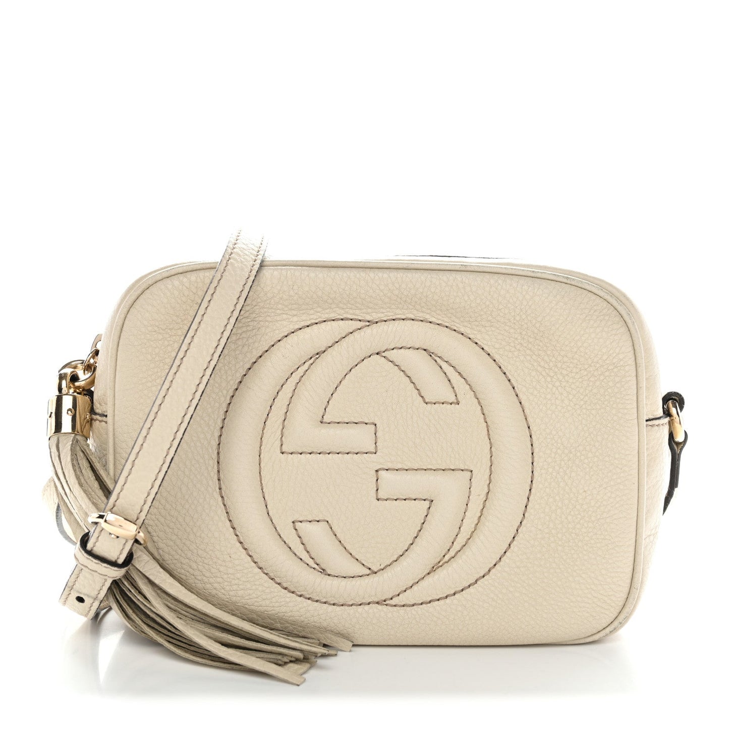 Pebbled Calfskin Small Soho Disco Bag Off White