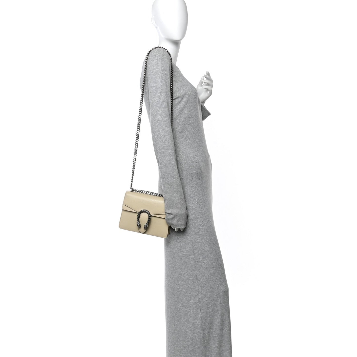 Textured Calfskin Crystal Mini Dionysus Shoulder Bag Mystic White