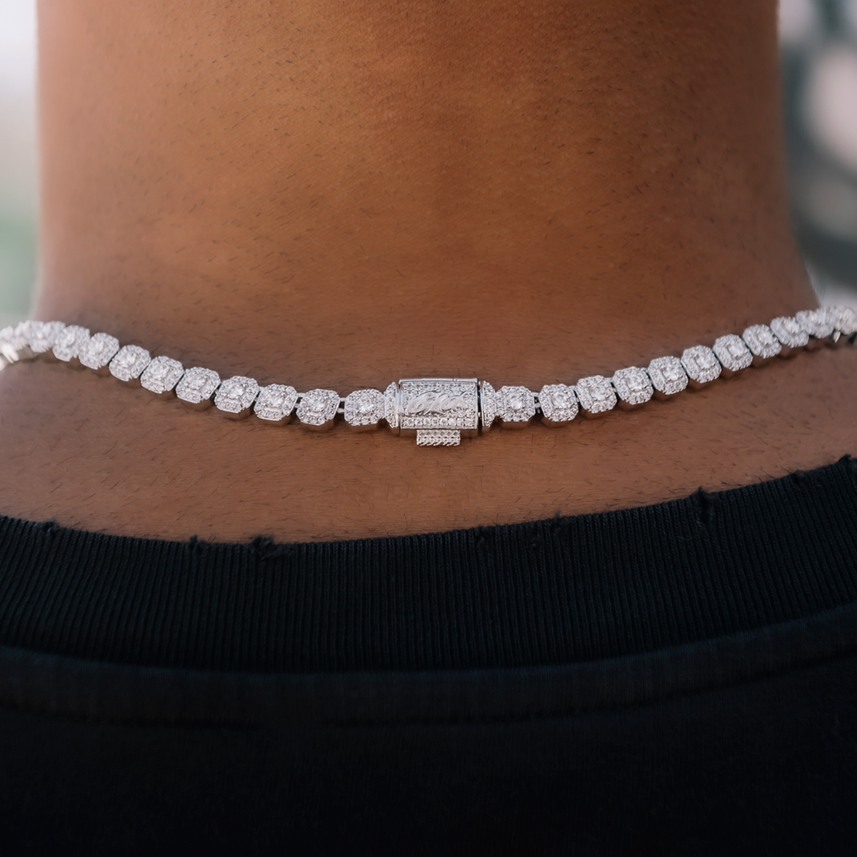 Micro Clustered Rosary Chain in White Gold - 6mm
