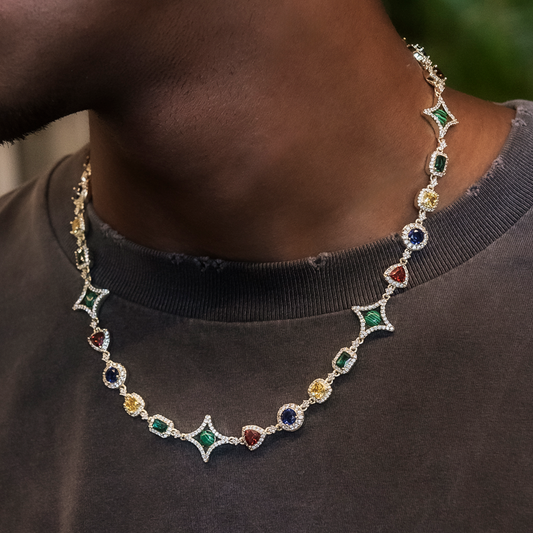 Colored Gemstone Chain in Yellow Gold - 17mm