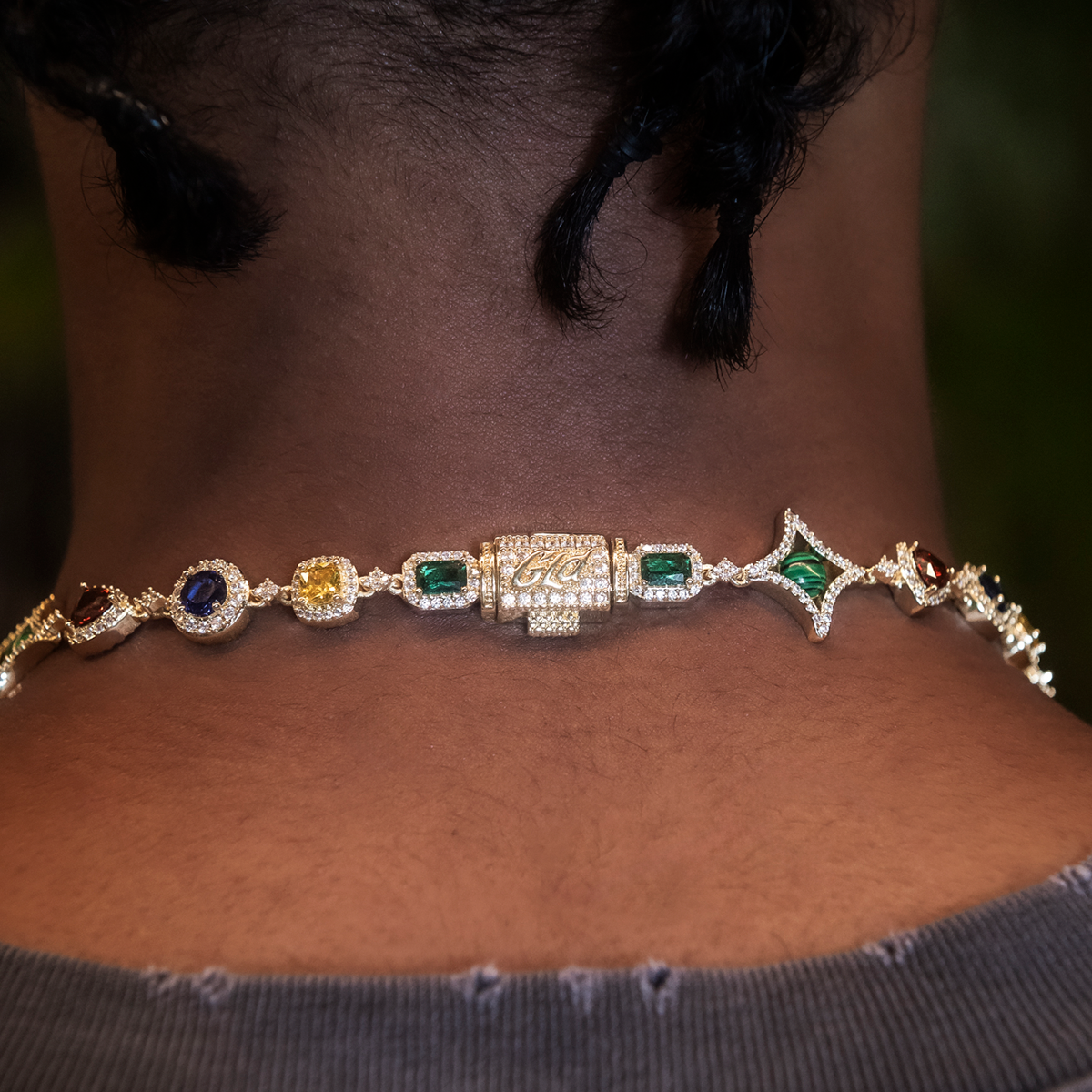 Colored Gemstone Chain in Yellow Gold - 17mm