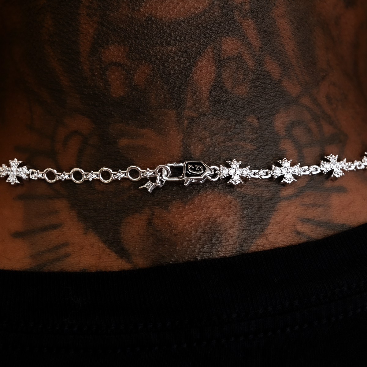 Flared Cross Rosary Chain in White Gold - 8mm