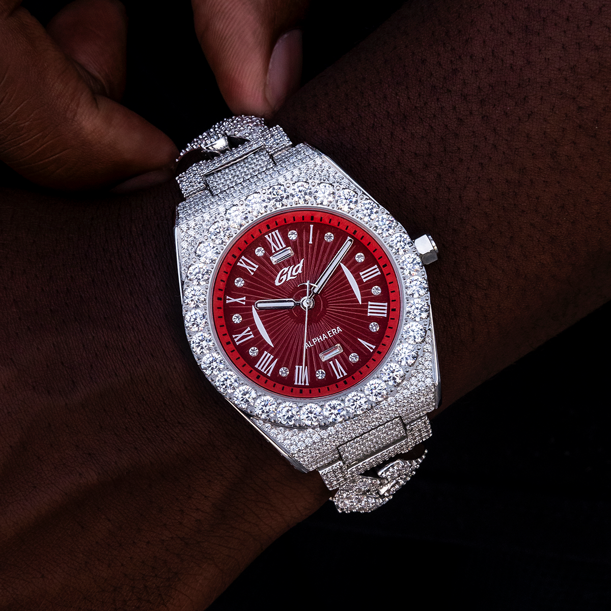 42MM Fully Iced Alpha Era? w/Diamond Prong Link Band