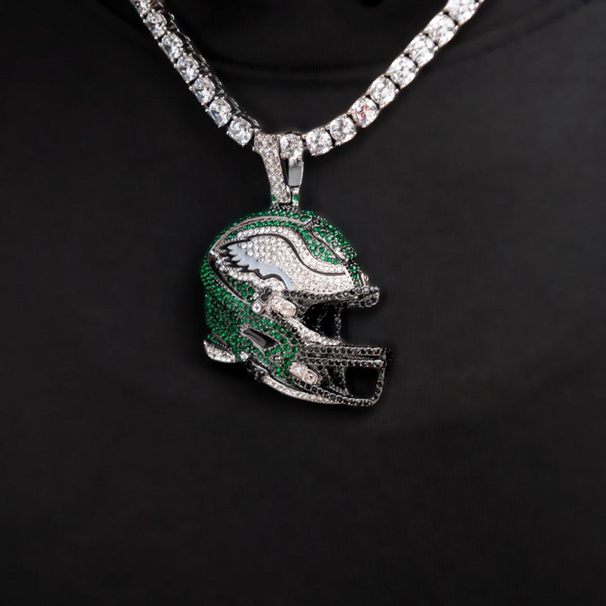 2025 Philadelphia Eagles Team Helmet Pendant - White Gold