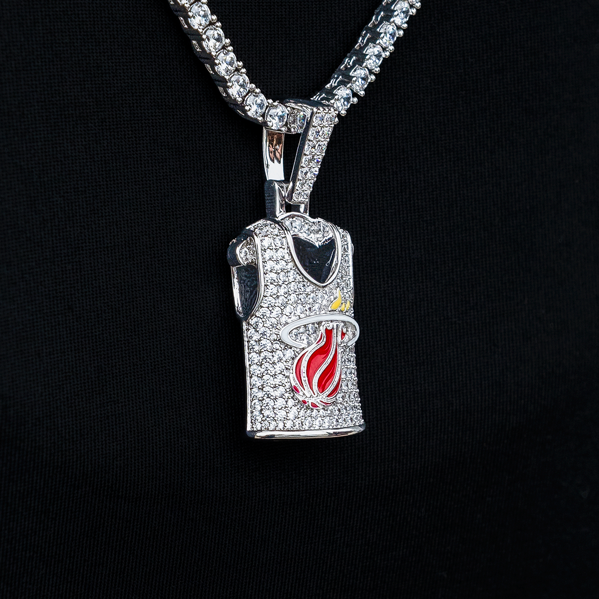 Miami Heat Official NBA Jersey Pendant - White Gold