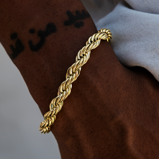 8MM Rope Chain Bracelet in Yellow Gold