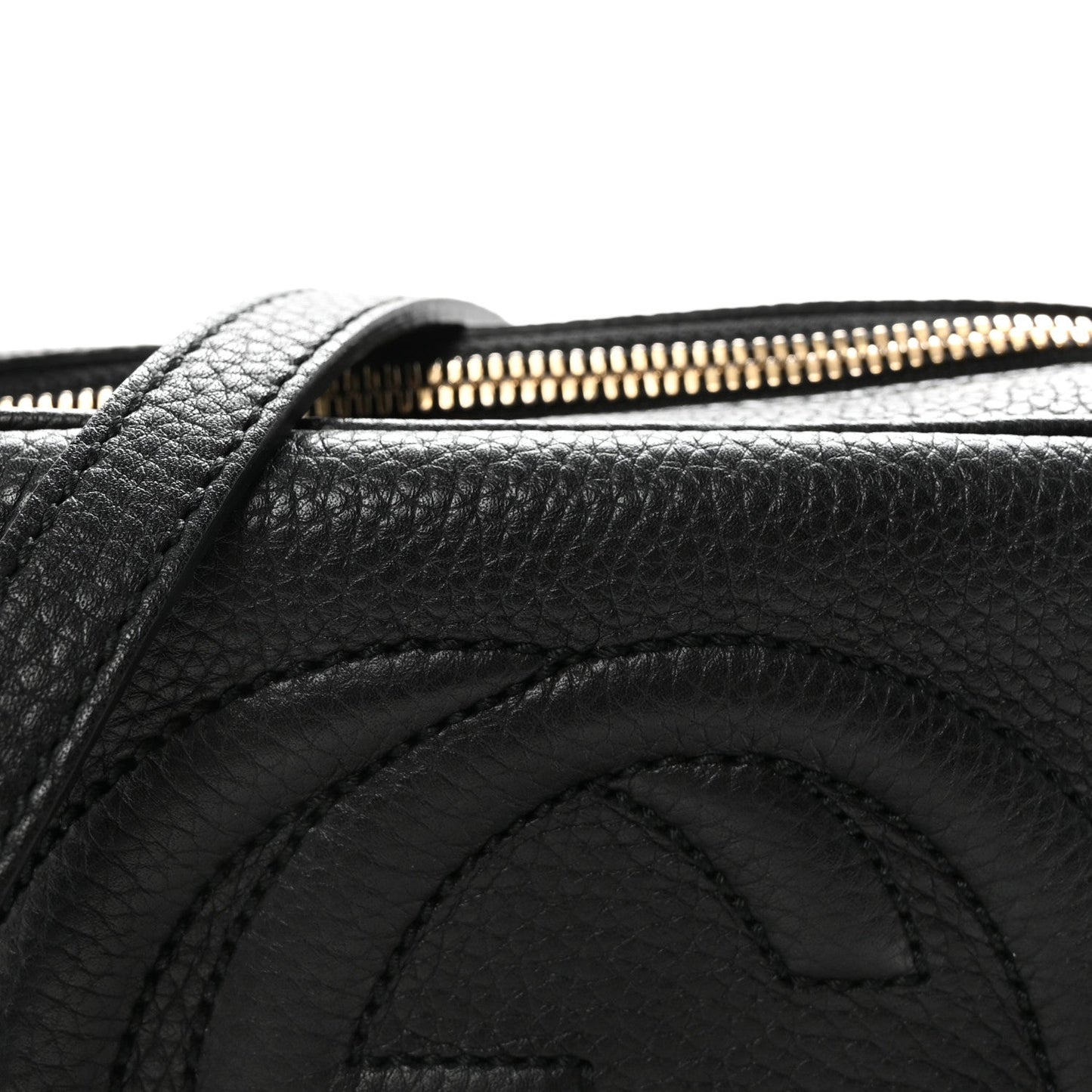 Pebbled Calfskin Small Soho Disco Bag Black