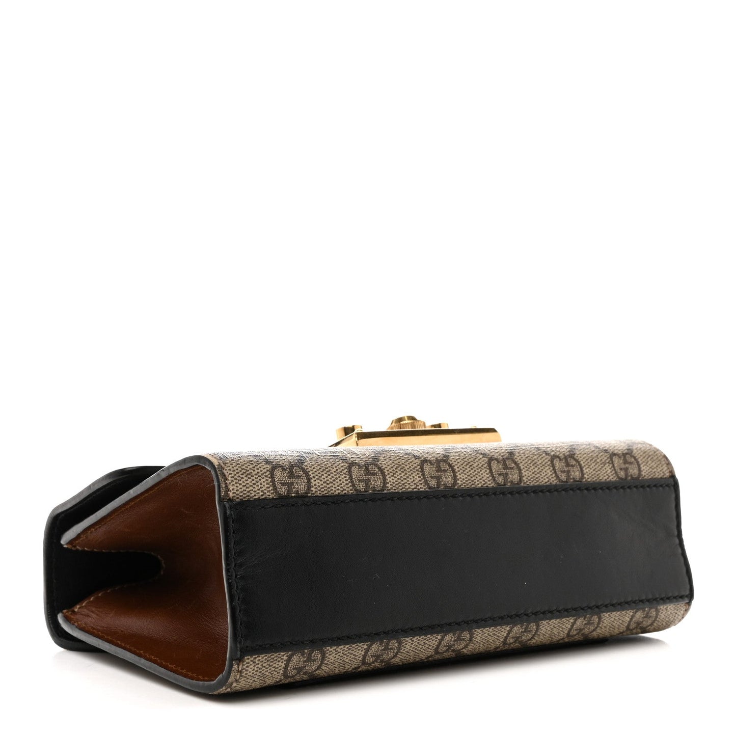 GG Supreme Monogram Calfskin Small Padlock Shoulder Bag Beige Black Cuir