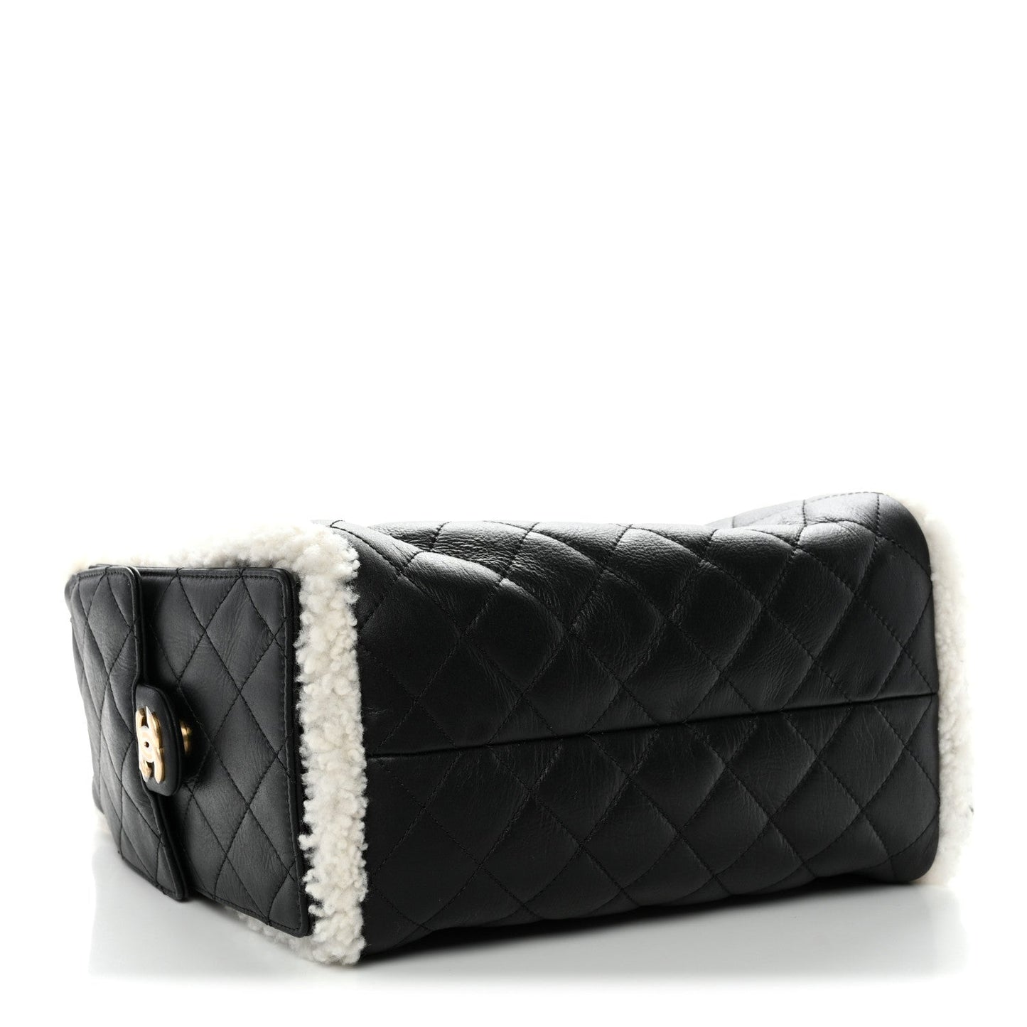 Crumpled Sheepskin Shearling Quilted Small Chanel 25 Handbag Black White