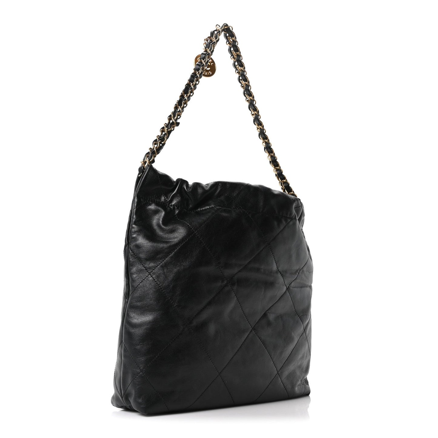 Shiny Calfskin Quilted Small Chanel 22 Black