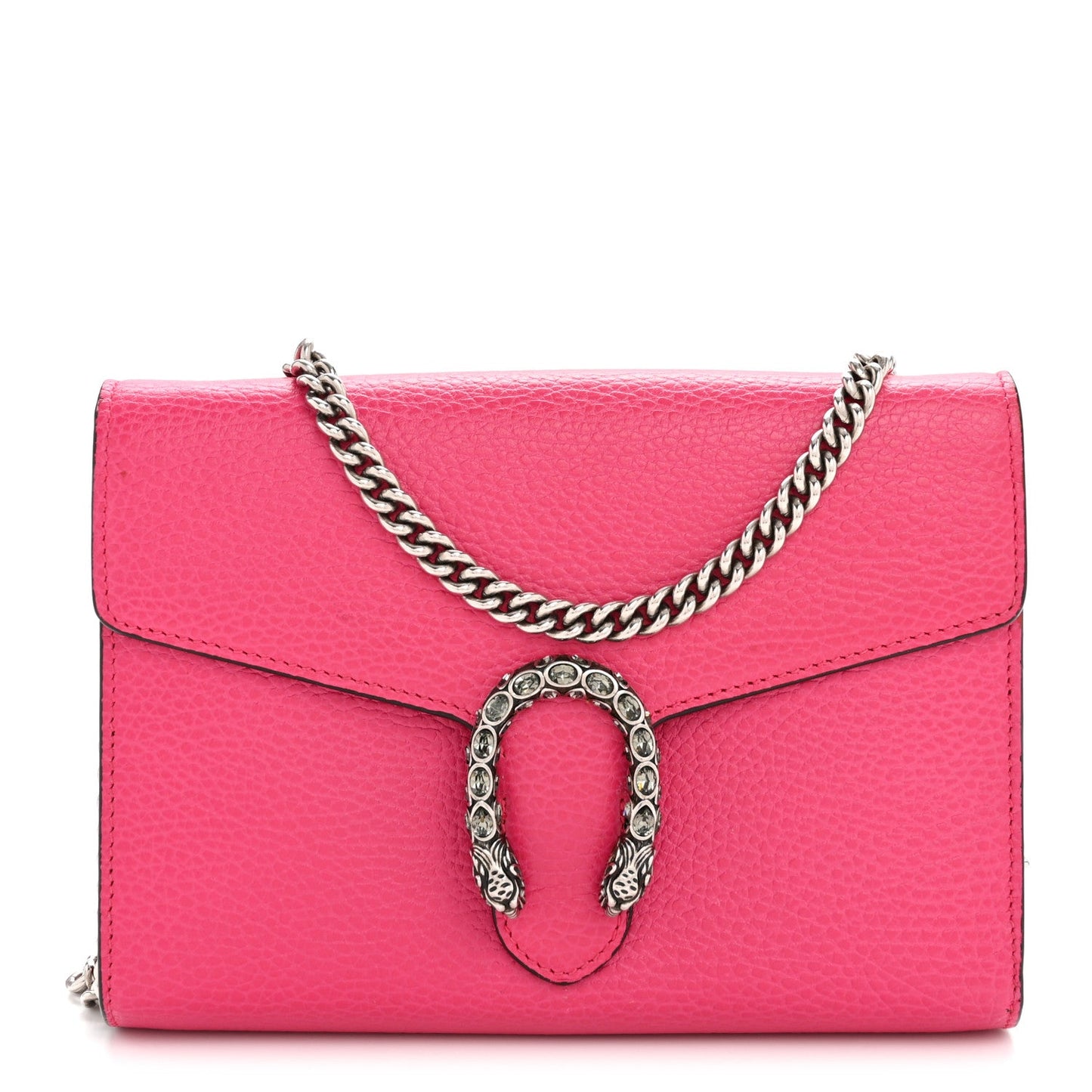 Dollar Calfskin Crystal Mini Dionysus Chain Wallet Box Pink