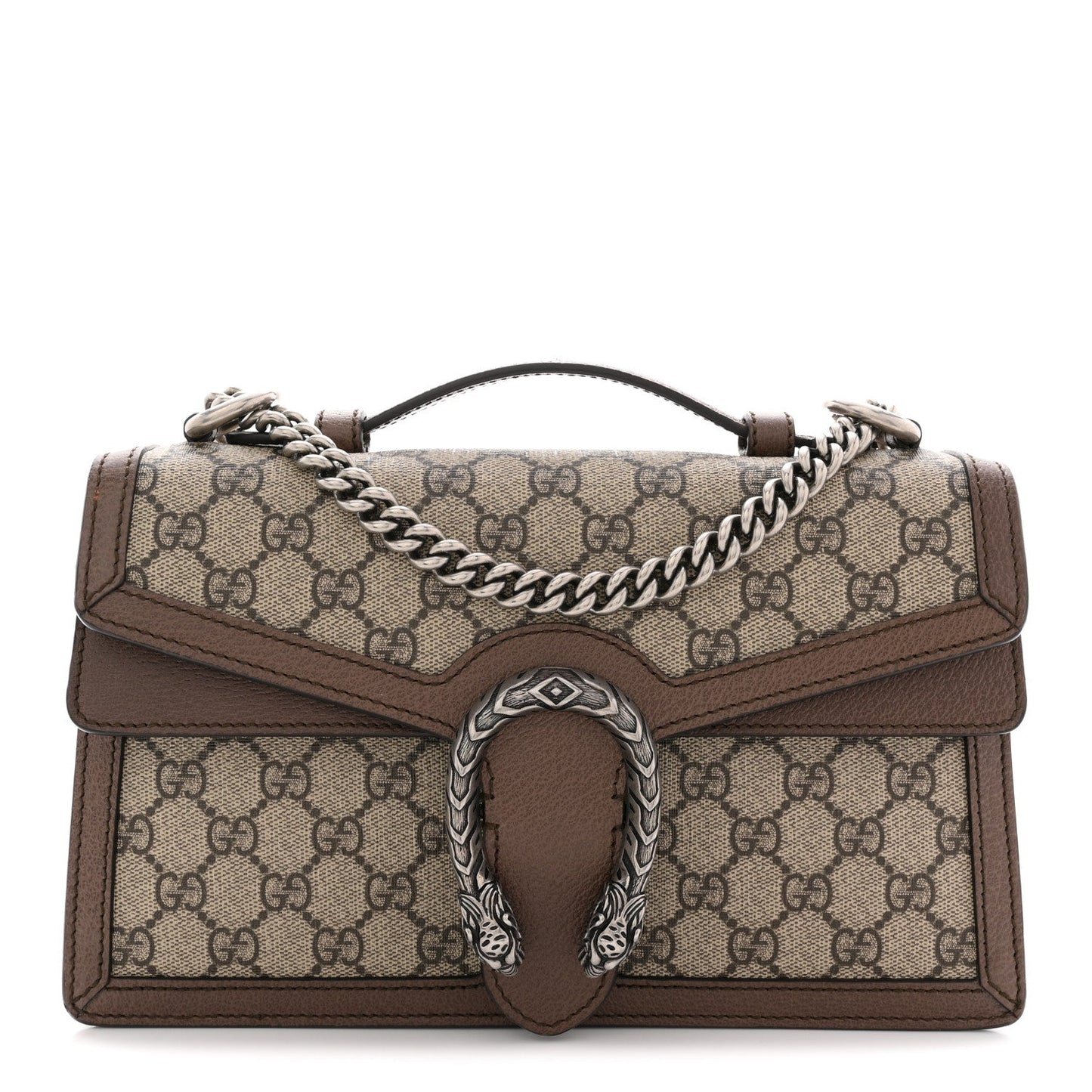 GG Supreme Monogram Textured Dollar Calfskin Top Handle Dionysus Shoulder Bag Beige Ebony New Acero