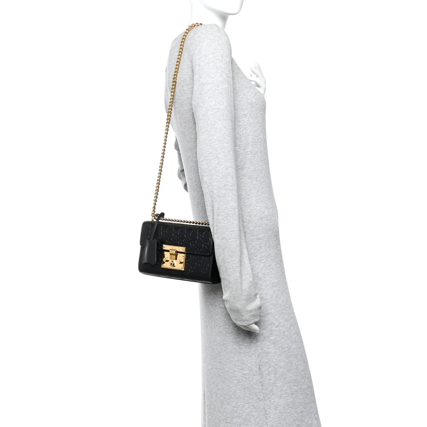 Guccissima Small Padlock Shoulder Bag Black