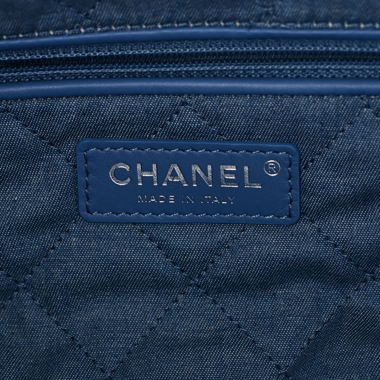 Denim Quilted Chanel 22 Blue