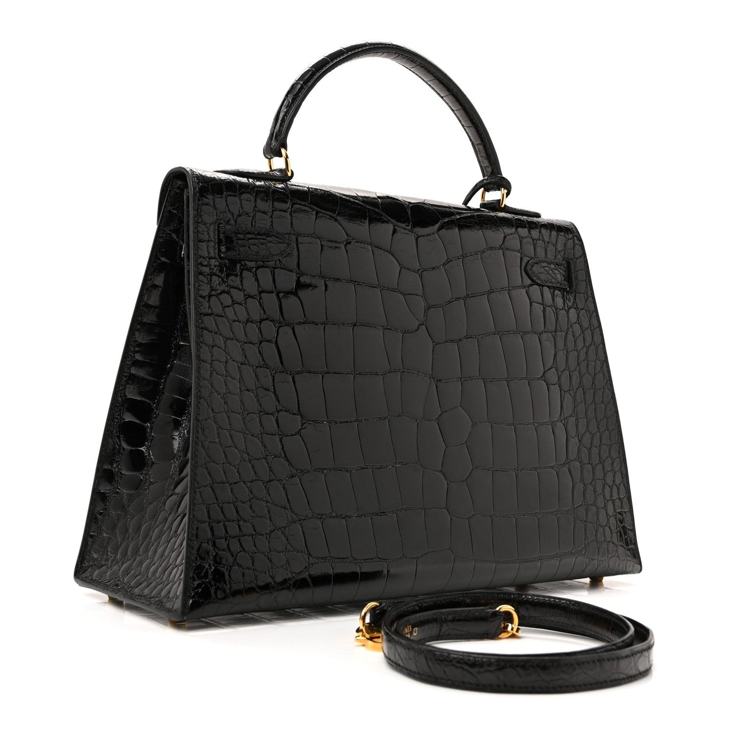 Shiny Alligator Kelly Sellier 32 Black