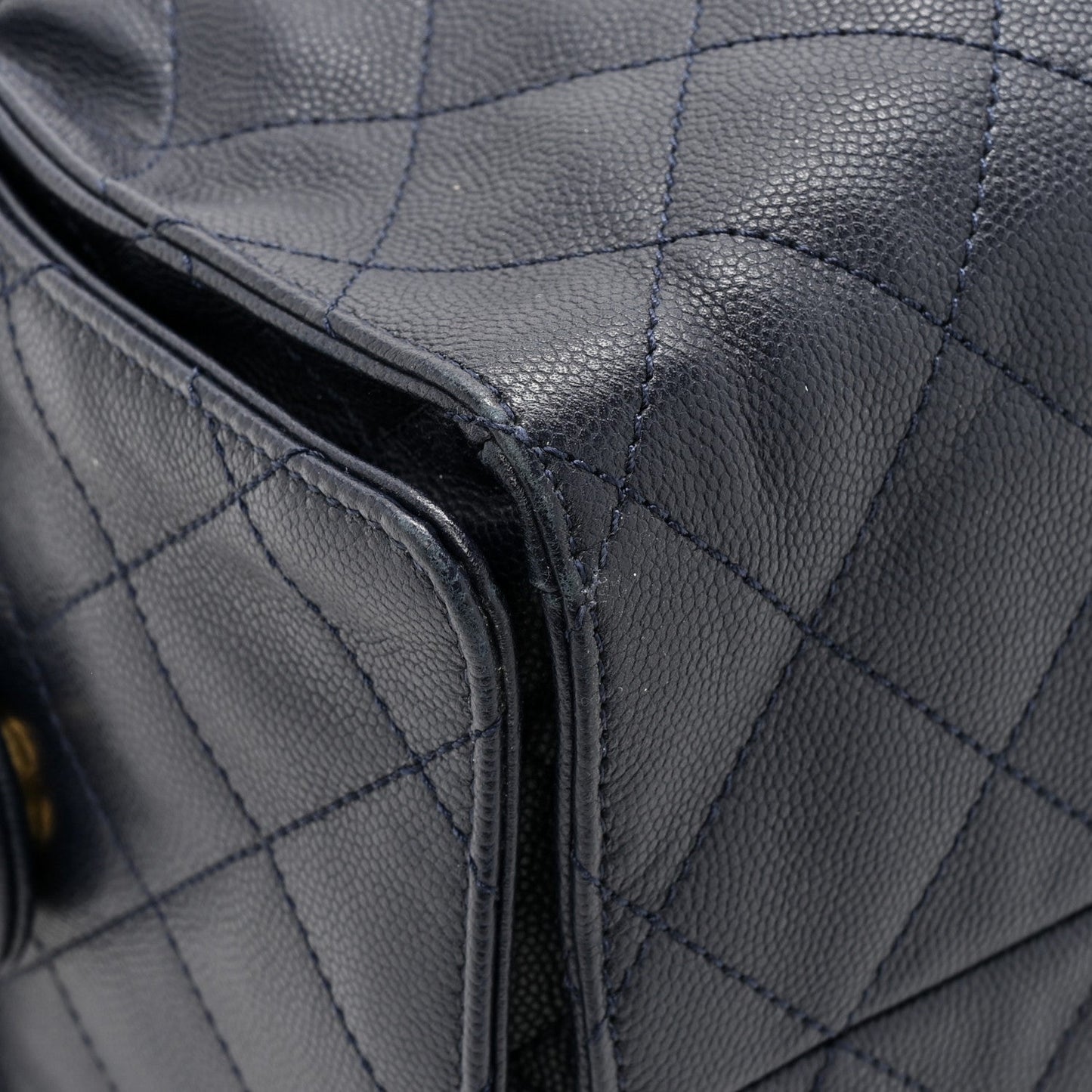 Caviar Quilted Medium Chanel 25 Handbag Dark Navy