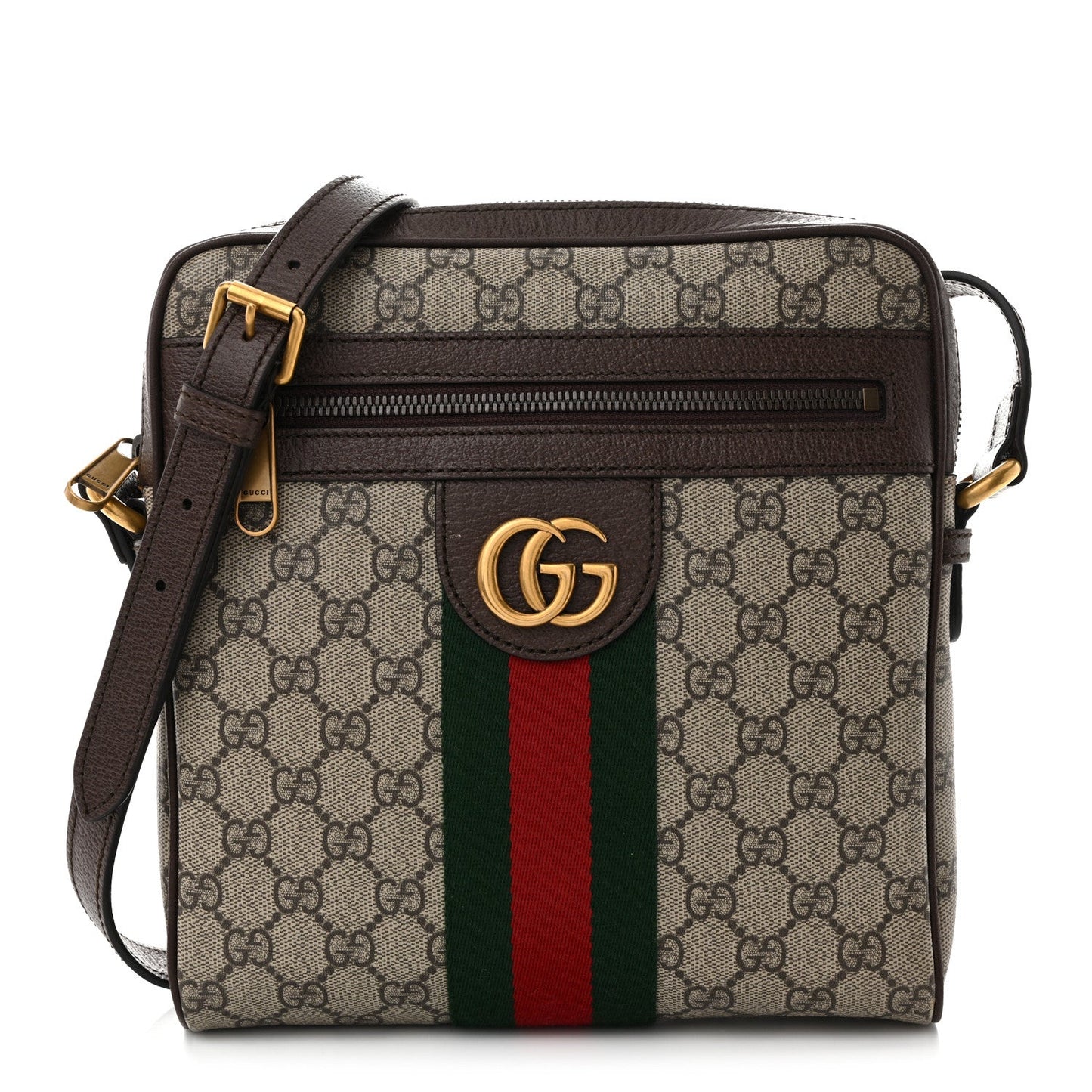 GG Supreme Monogram Web Small Ophidia Messenger Bag Brown