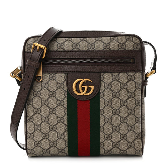 GG Supreme Monogram Web Small Ophidia Messenger Bag Brown