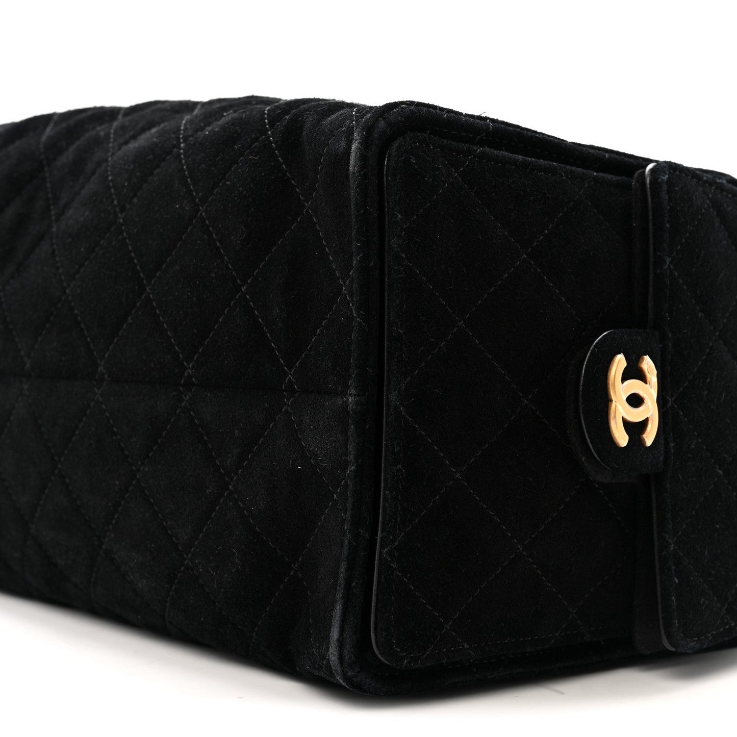 Suede Quilted Medium Chanel 25 Handbag Black