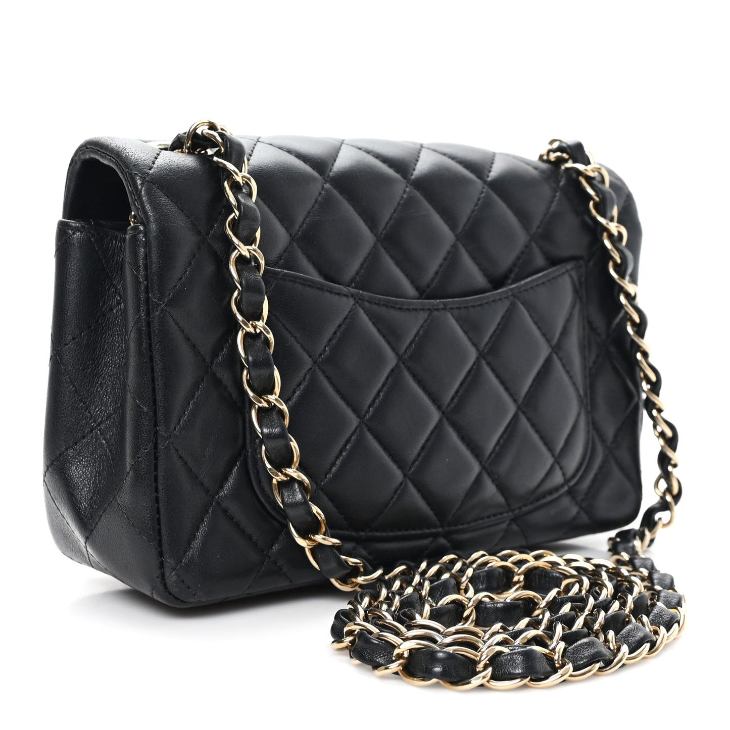 Lambskin Quilted Mini Rectangular Flap Black