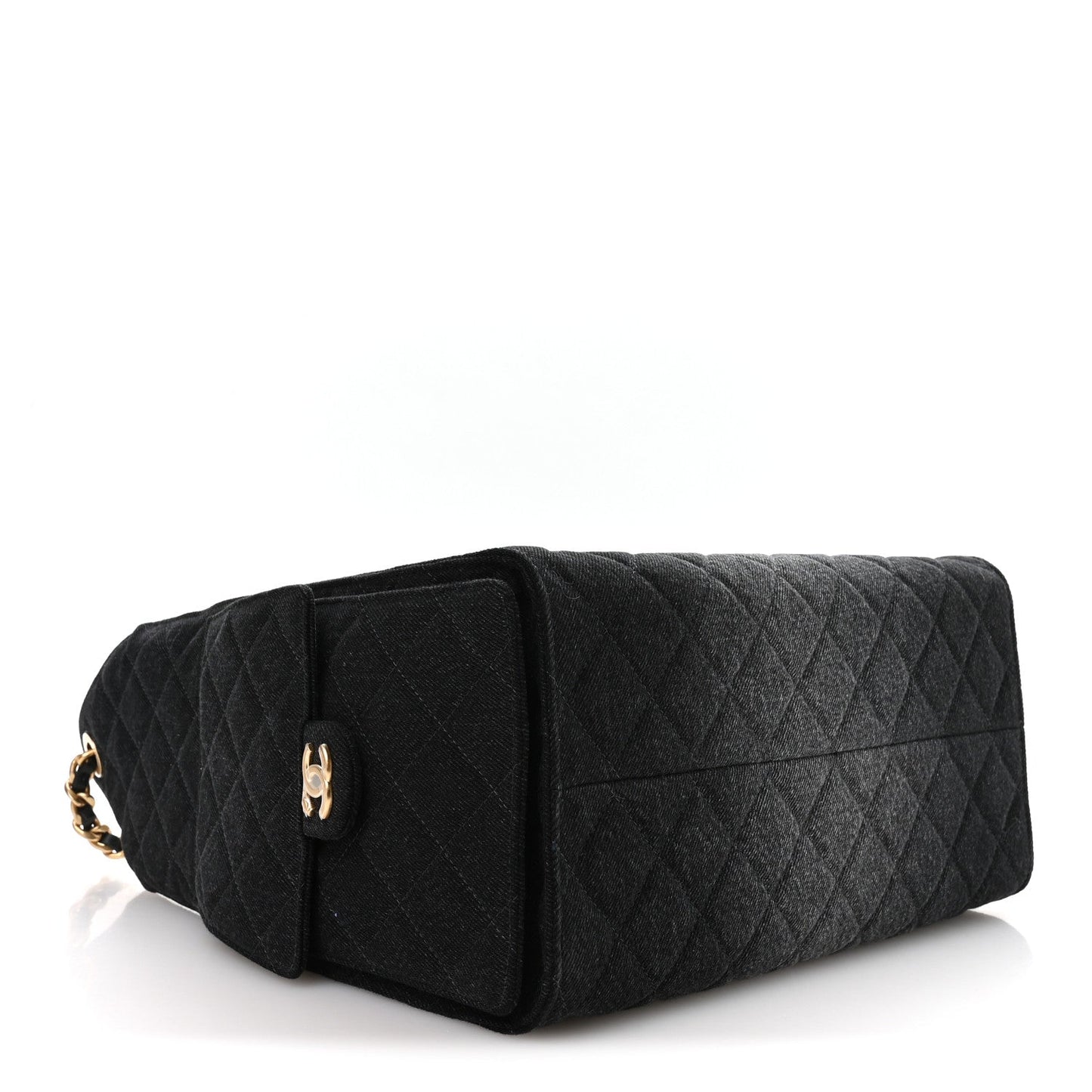 Washed Denim Quilted Medium Chanel 25 Handbag Black