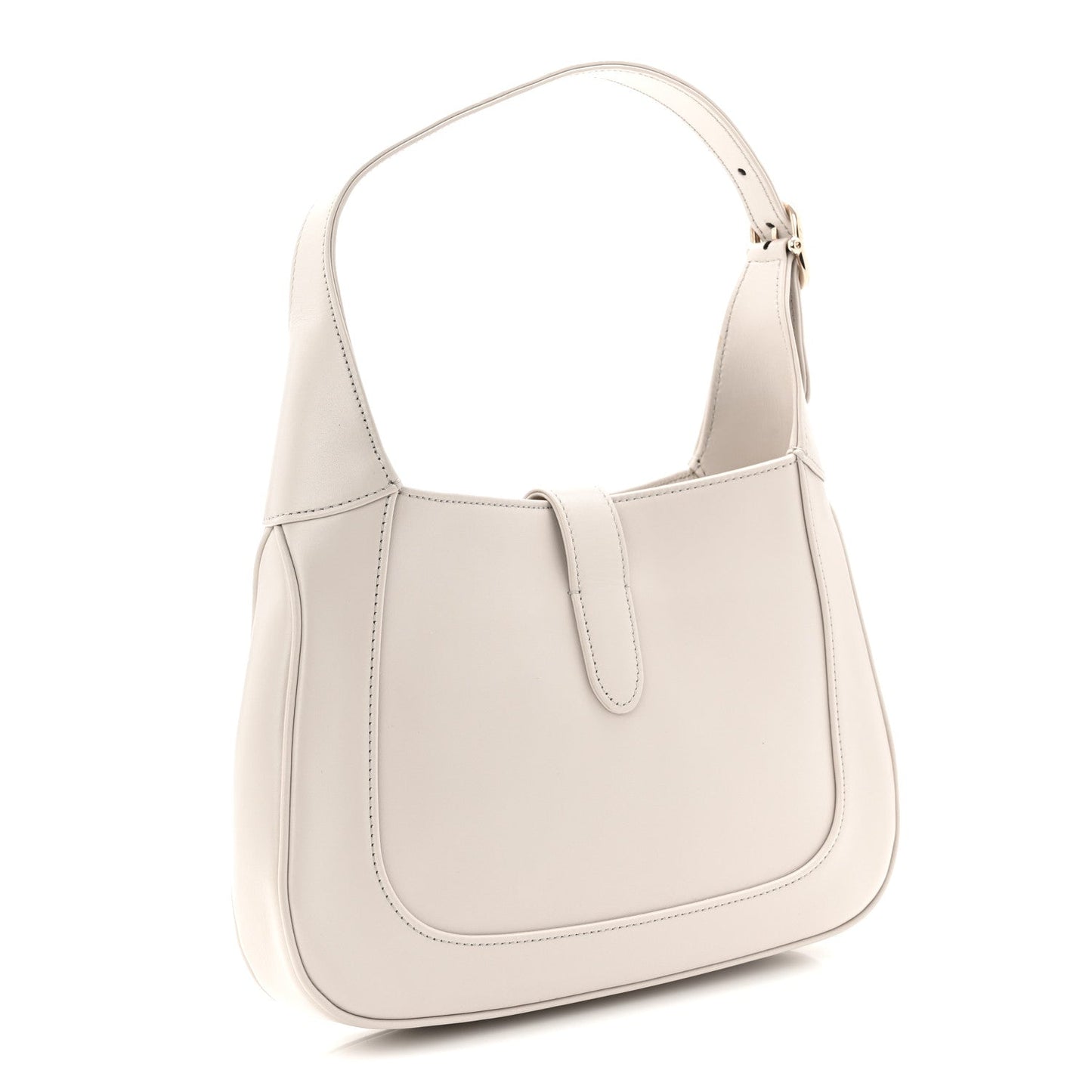 Ancora Calfskin Web Small Jackie Shoulder Bag Light Grey