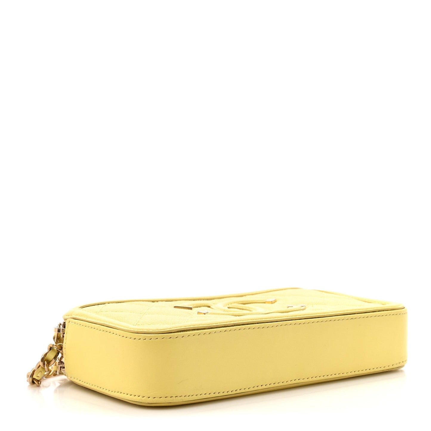 Caviar Quilted CC Filigree Clutch With Chain Yellow