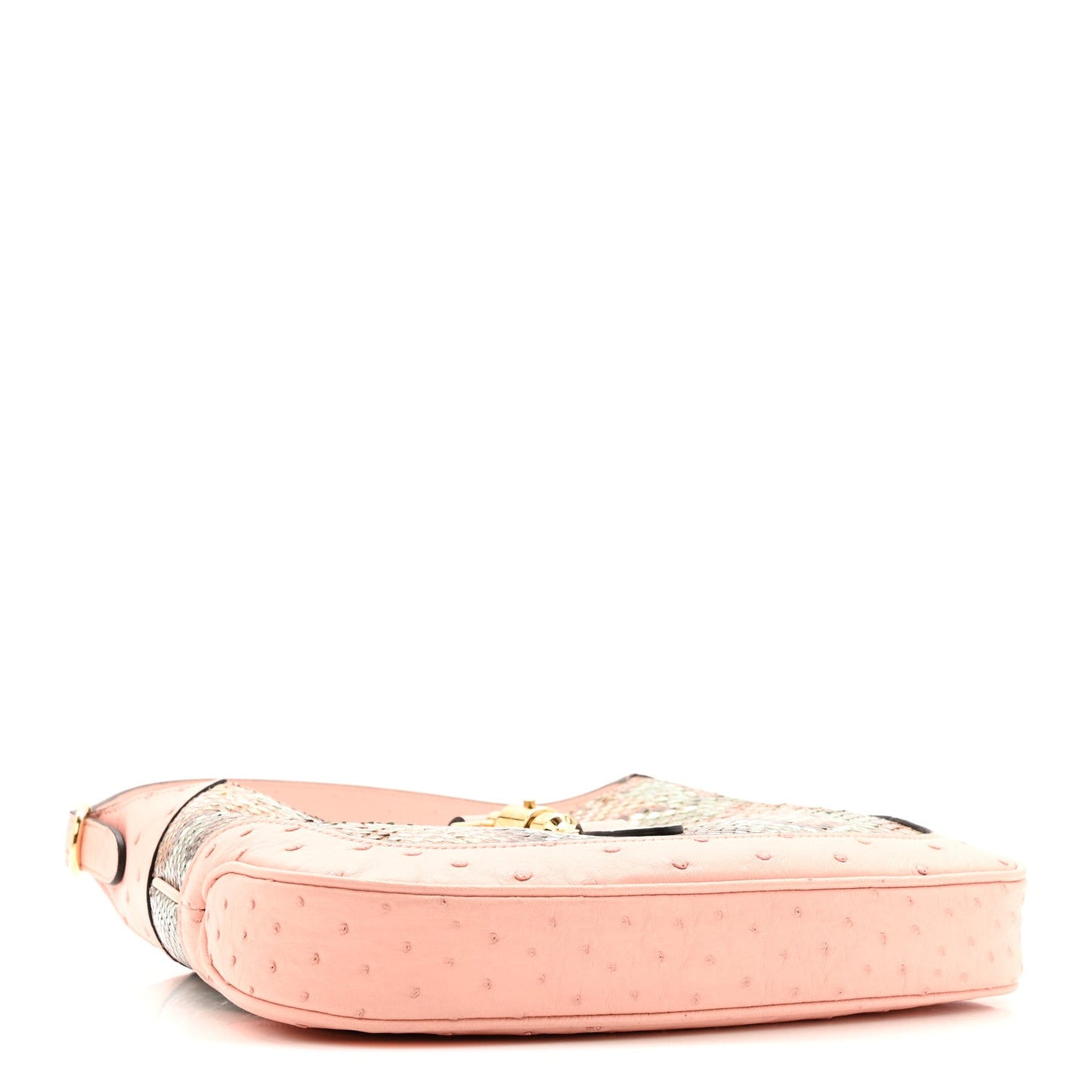 Snakeskin Ostrich Calfskin Small Jackie 1961 Hobo Pink Multicolor