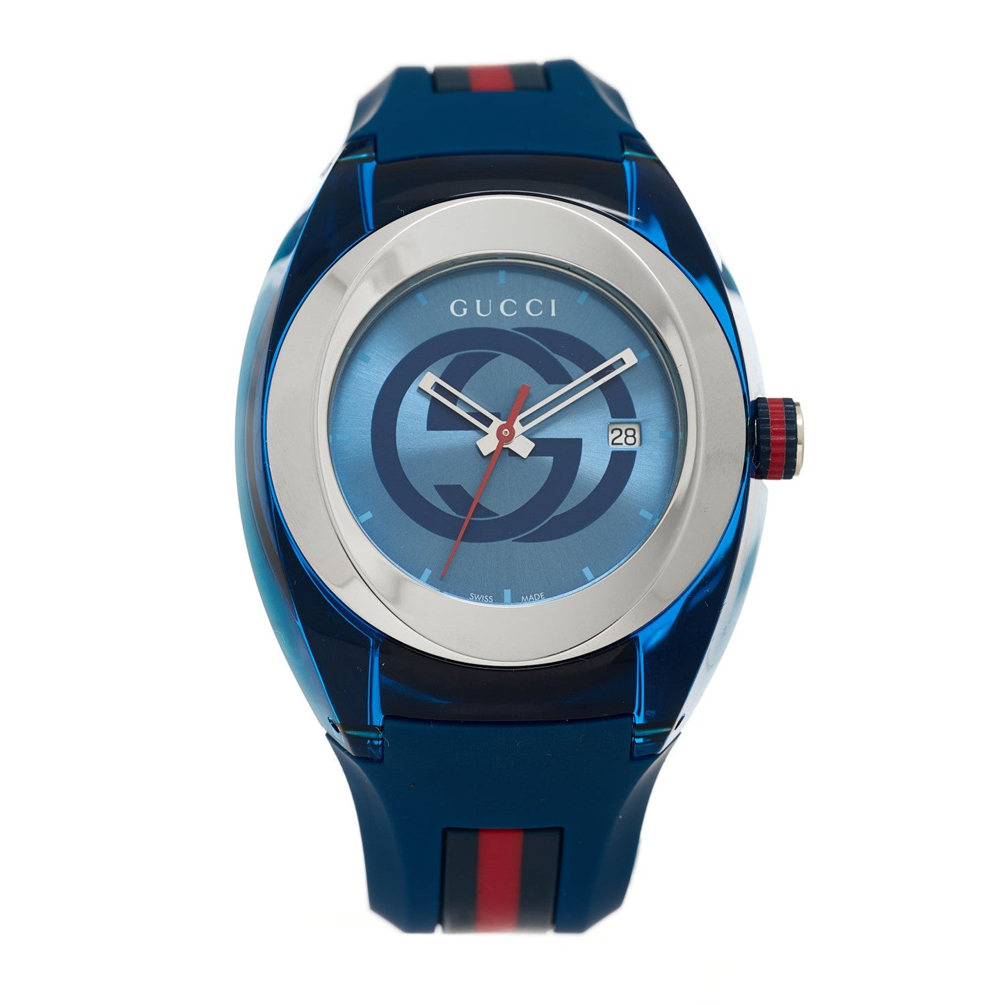 Stainless Steel Rubber 46mm Sync Web Quartz Watch Blue