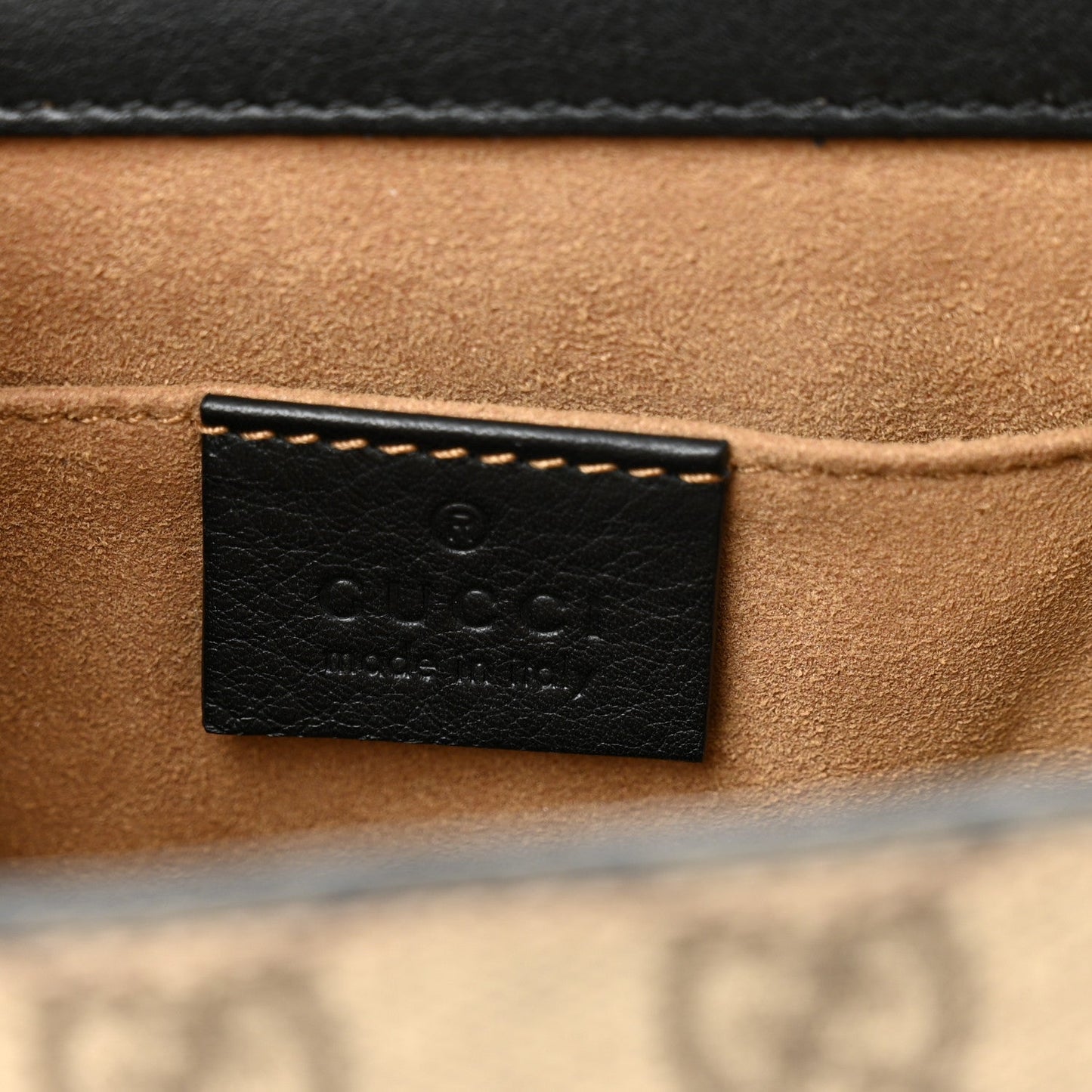 GG Supreme Monogram Calfskin Small Padlock Shoulder Bag Beige Black Cuir