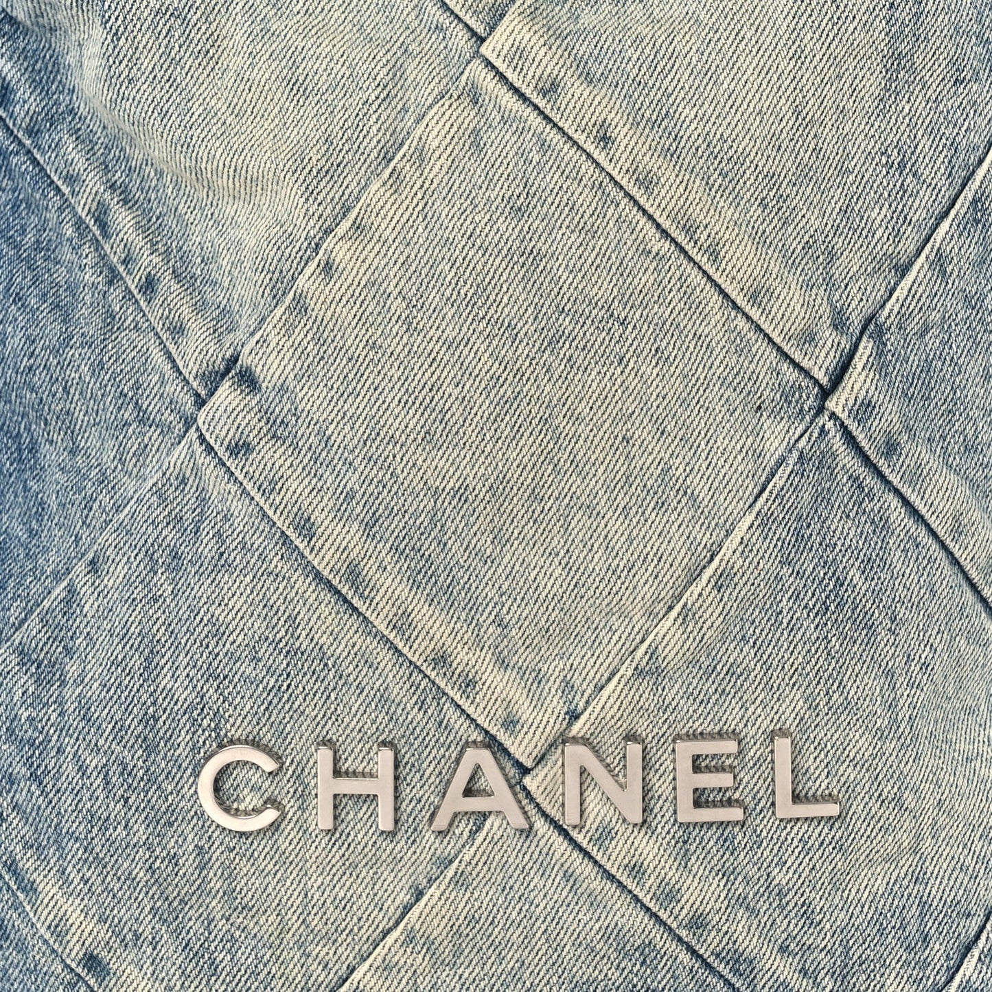 Denim Quilted Chanel 22 Backpack Blue