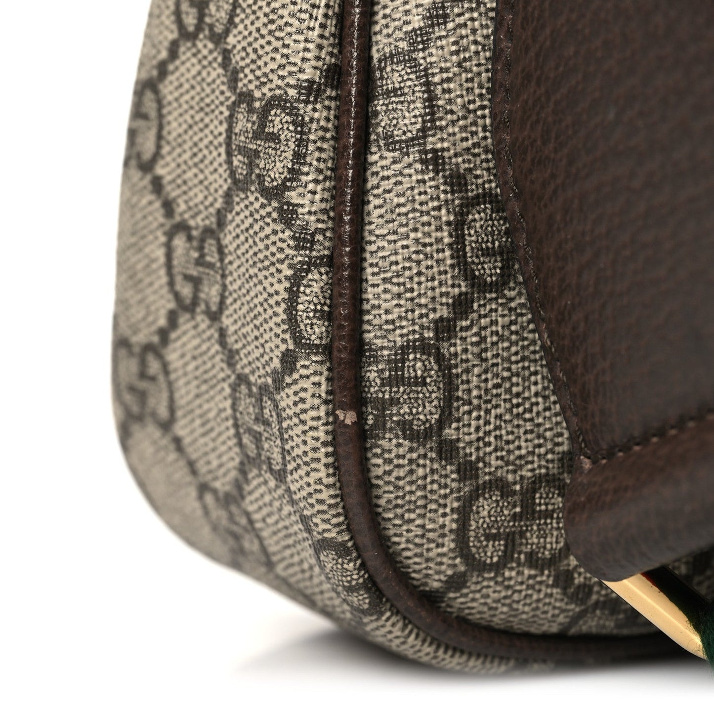 GG Supreme Monogram Textured Dollar Calfskin Web Small Ophidia GG Handbag Beige Ebony New Acero
