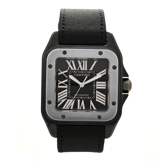 ADLC Titanium Nylon 38mm Santos 100 Chronograph Automatic Watch Black