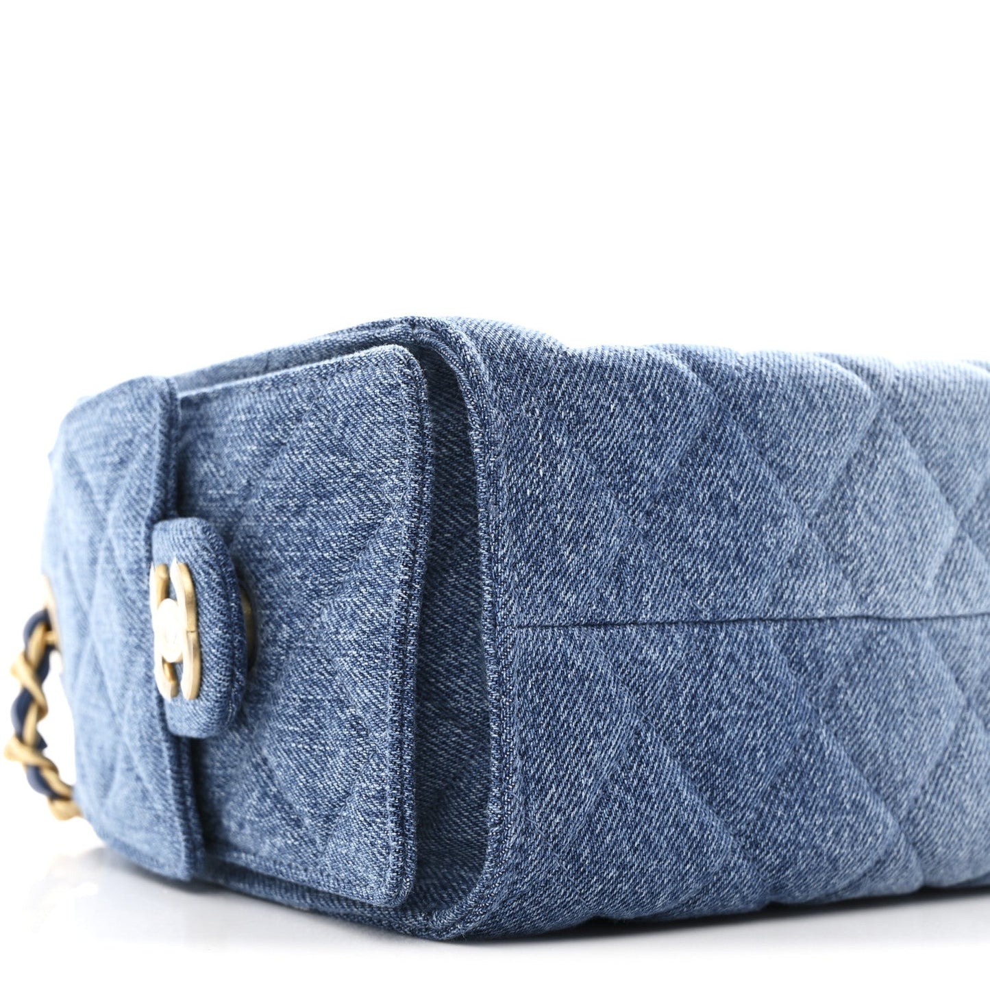 Washed Denim Quilted Mini Chanel 25 Handbag Blue