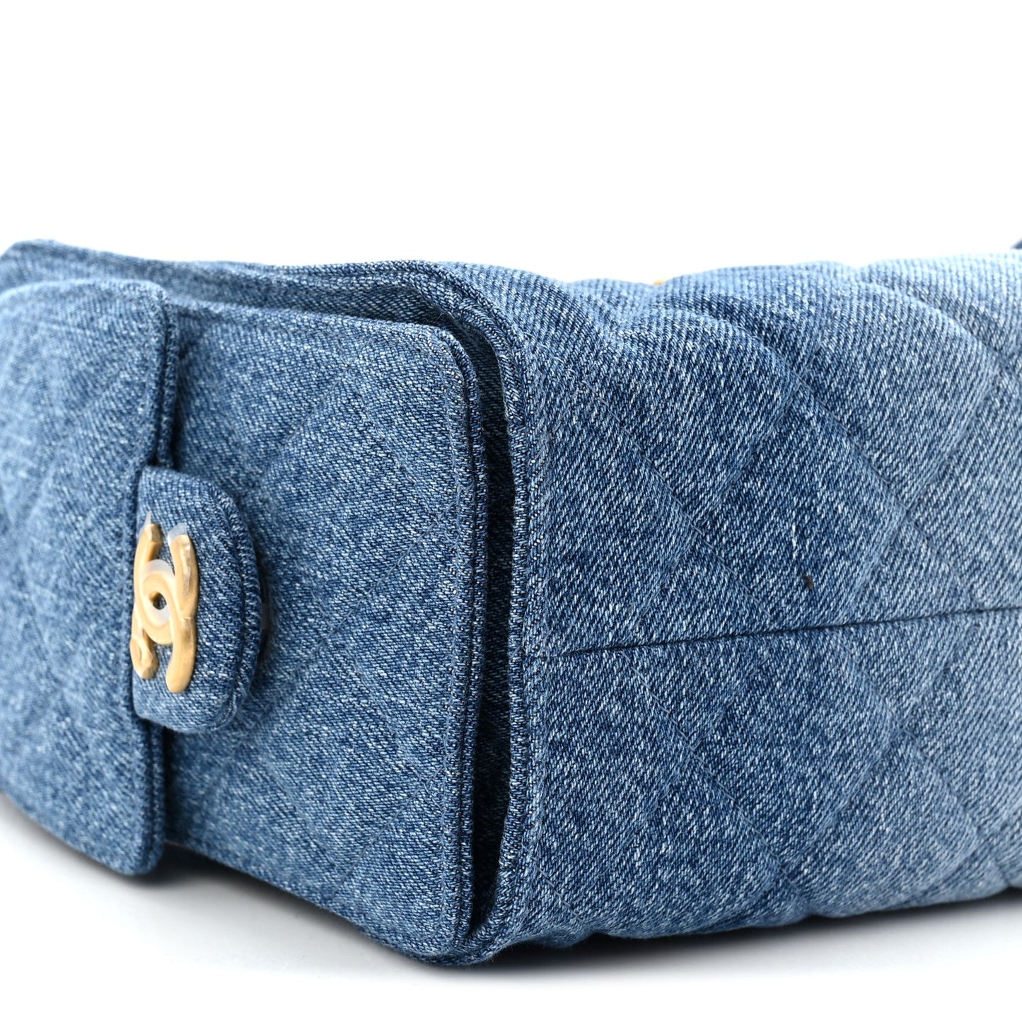 Washed Denim Quilted Mini Chanel 25 Handbag Blue