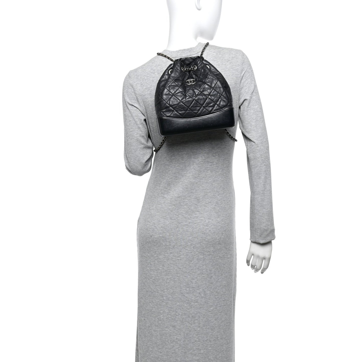 Aged Calfskin Quilted Small Gabrielle Backpack Black
