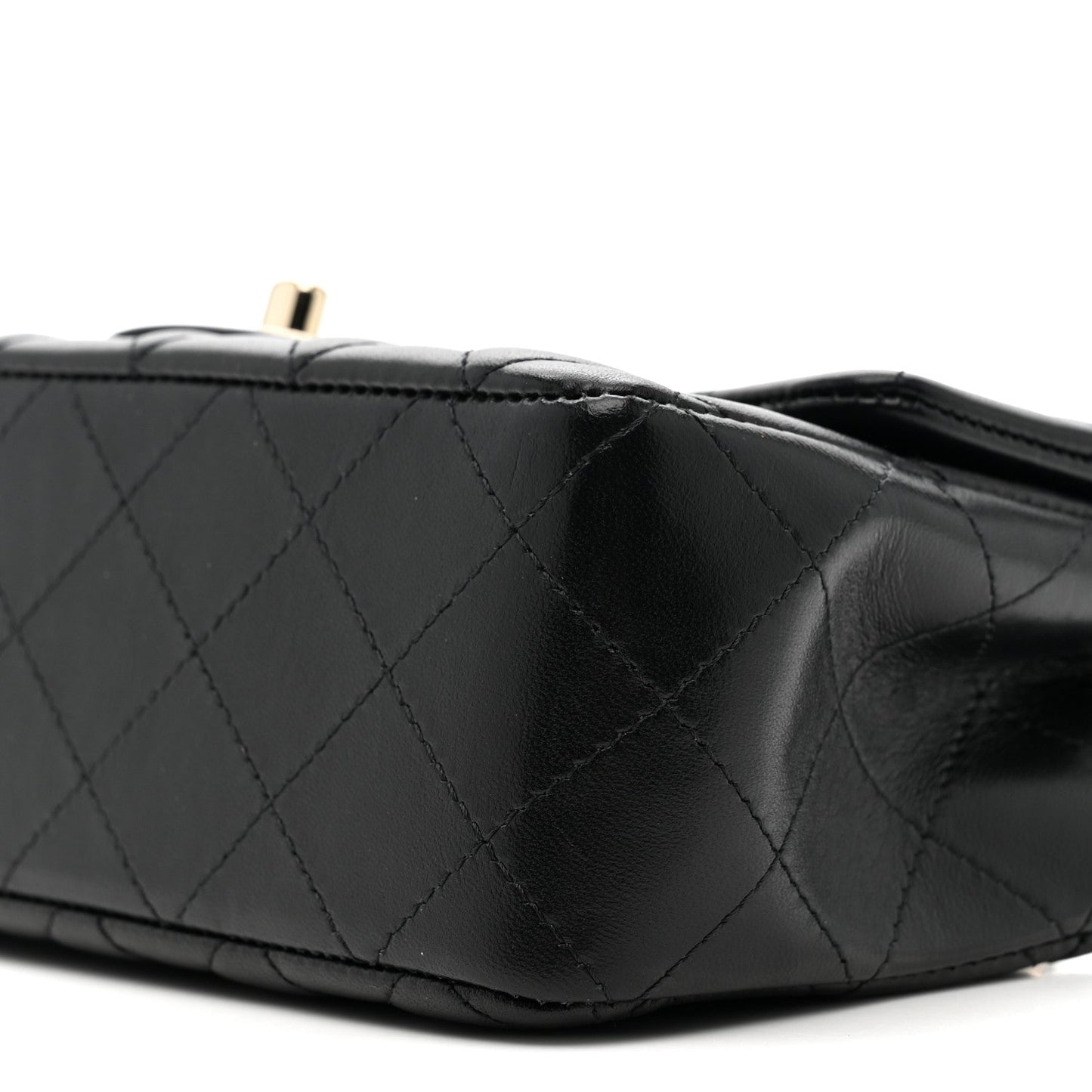 Lambskin Quilted Mini Rectangular Flap Black