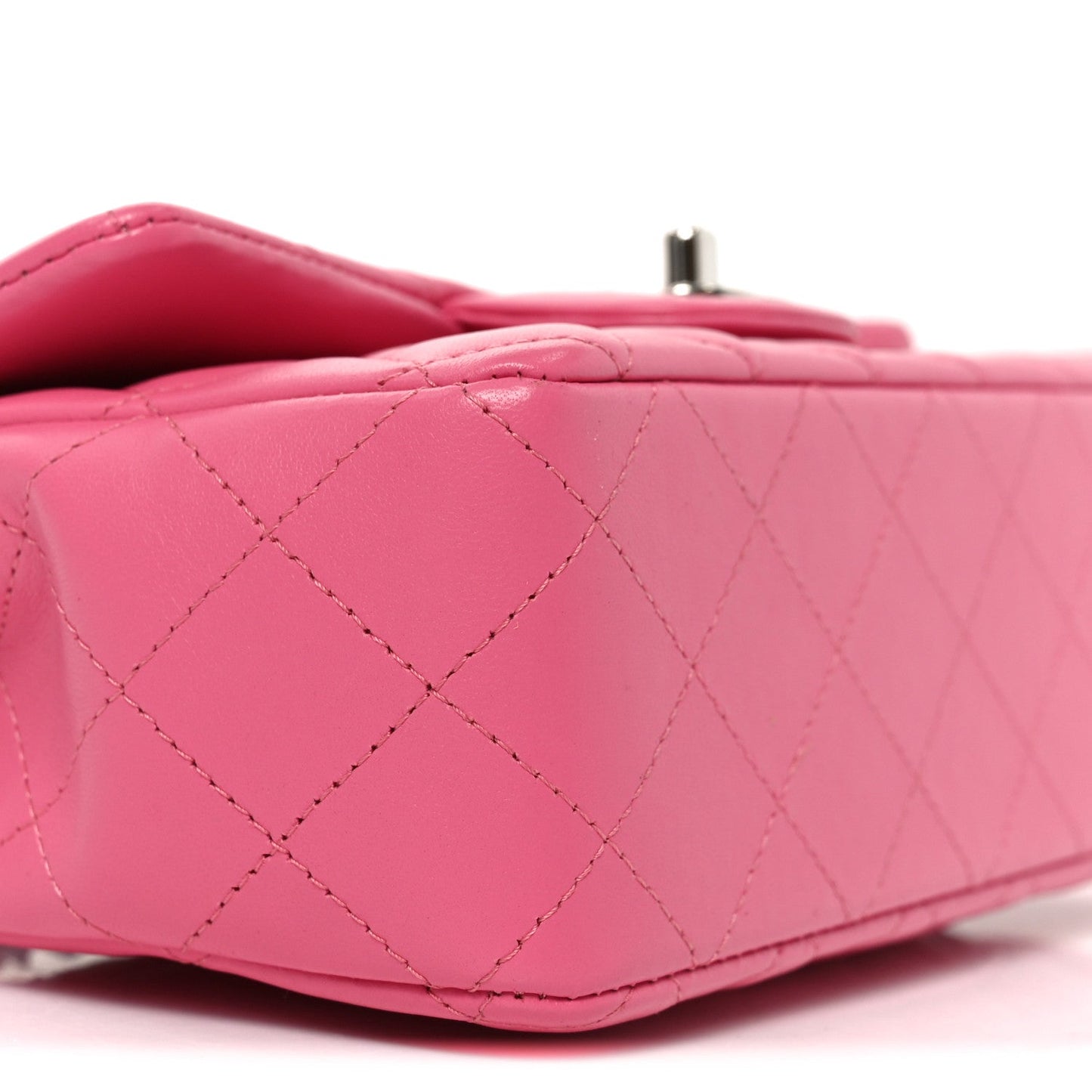 Lambskin Quilted Mini Rectangular Flap Pink