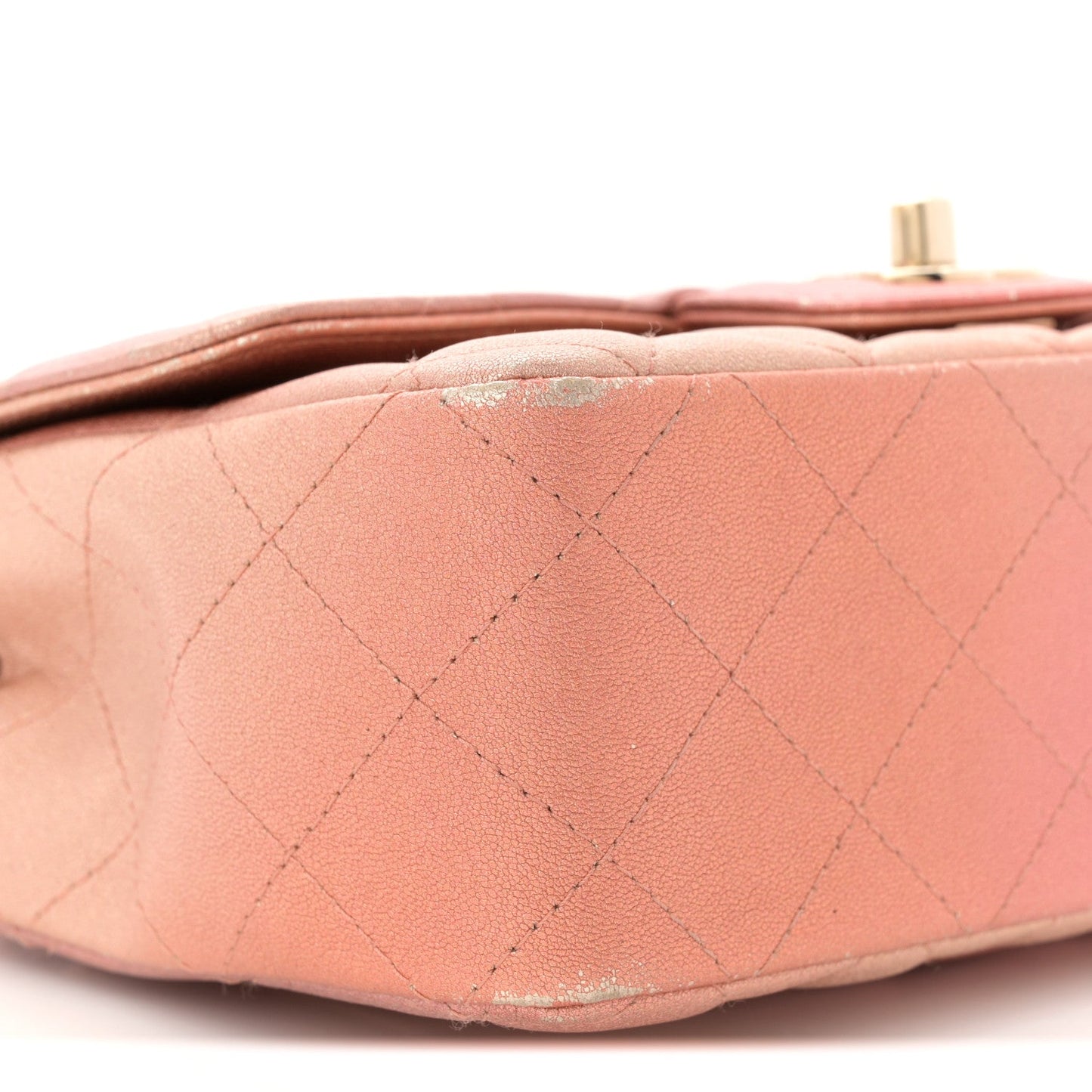 Metallic Lambskin Quilted Ombre Mini Rectangular Flap Pink