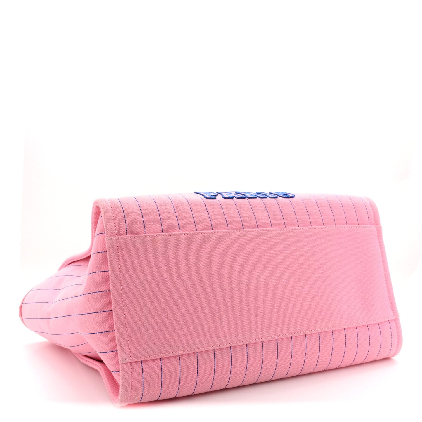 Canvas Calfskin Striped Large Deauville Tote Pink Blue