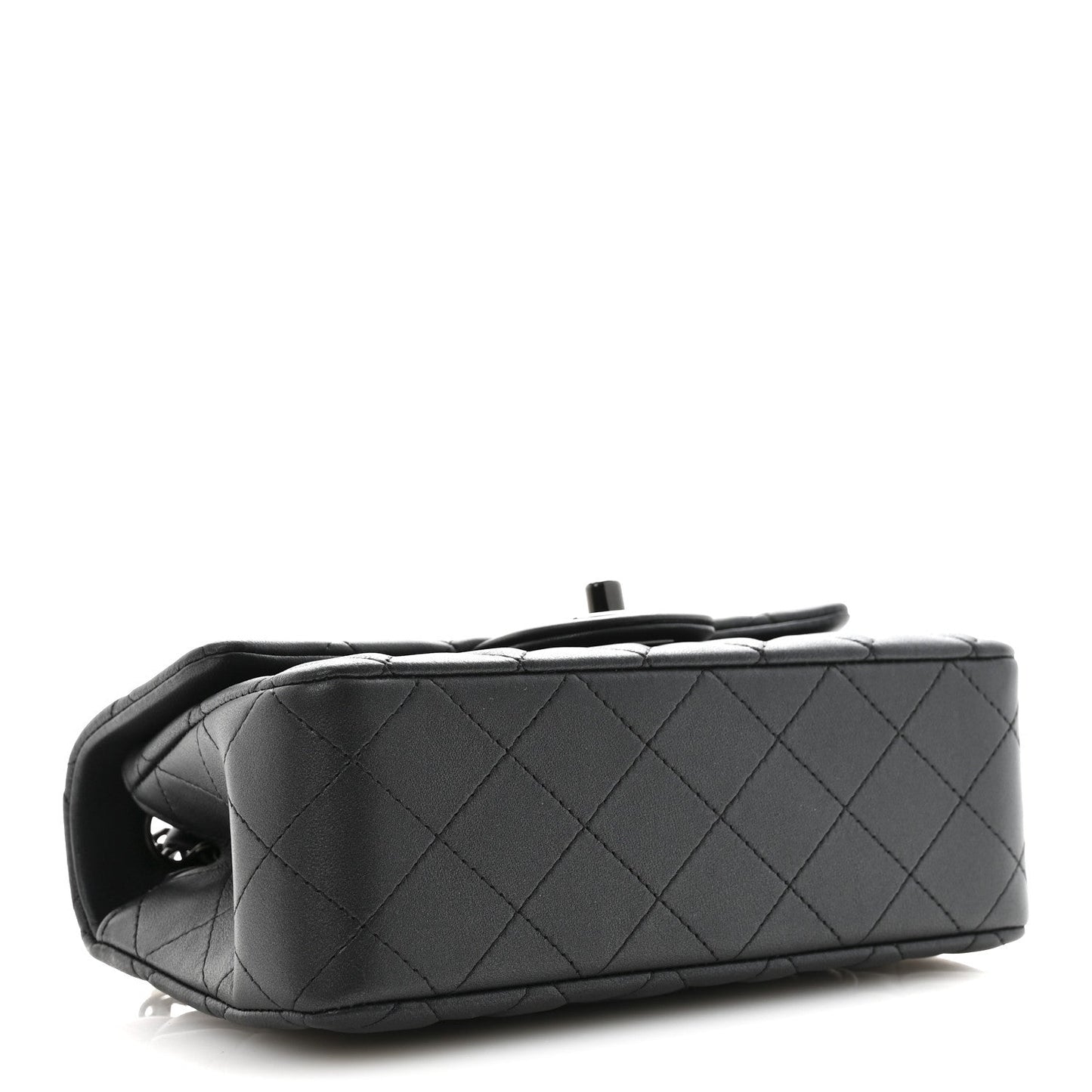 Pearly Lambskin Quilted Mini Rectangular Flap So Black