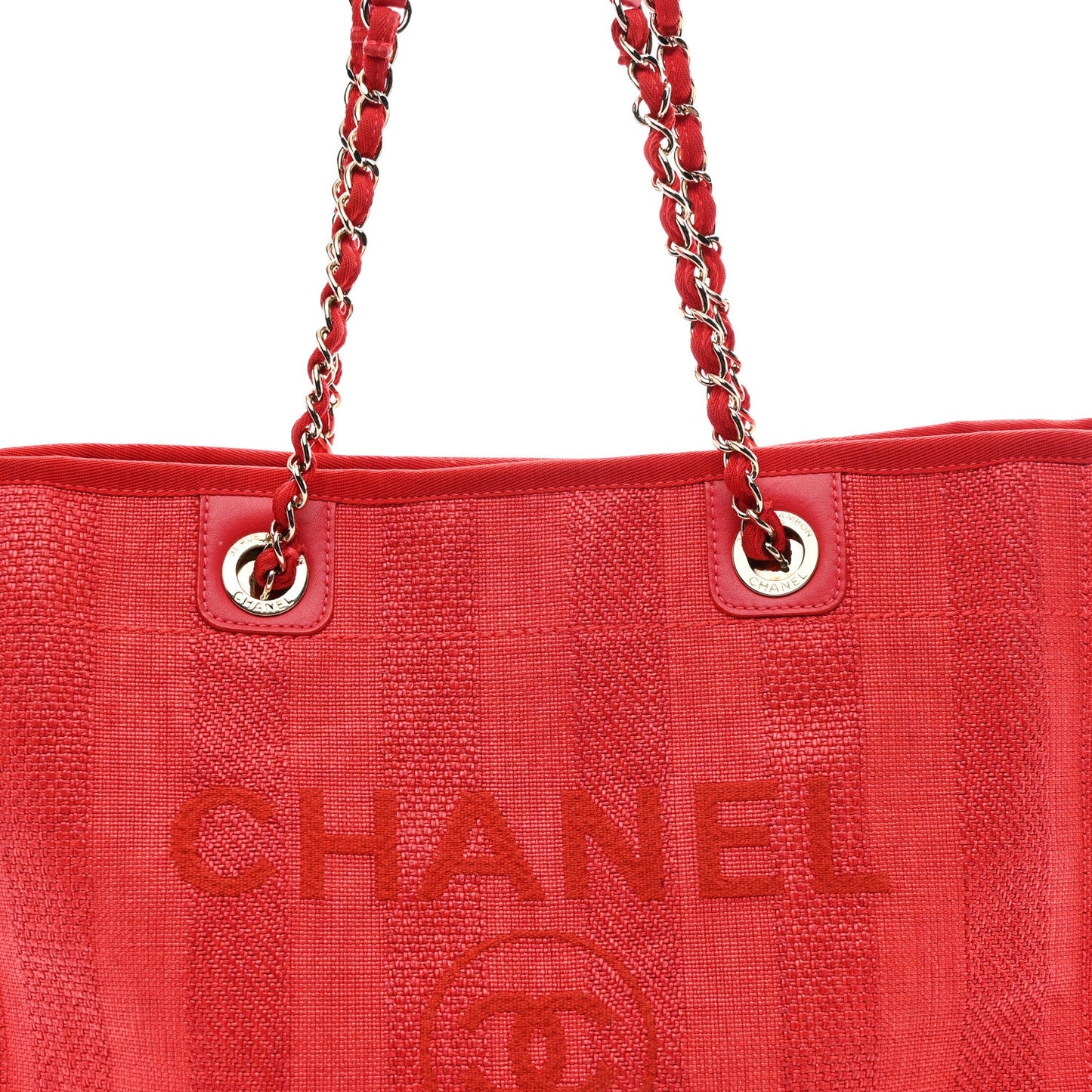 Mixed Fibers Striped Small Deauville Tote Red