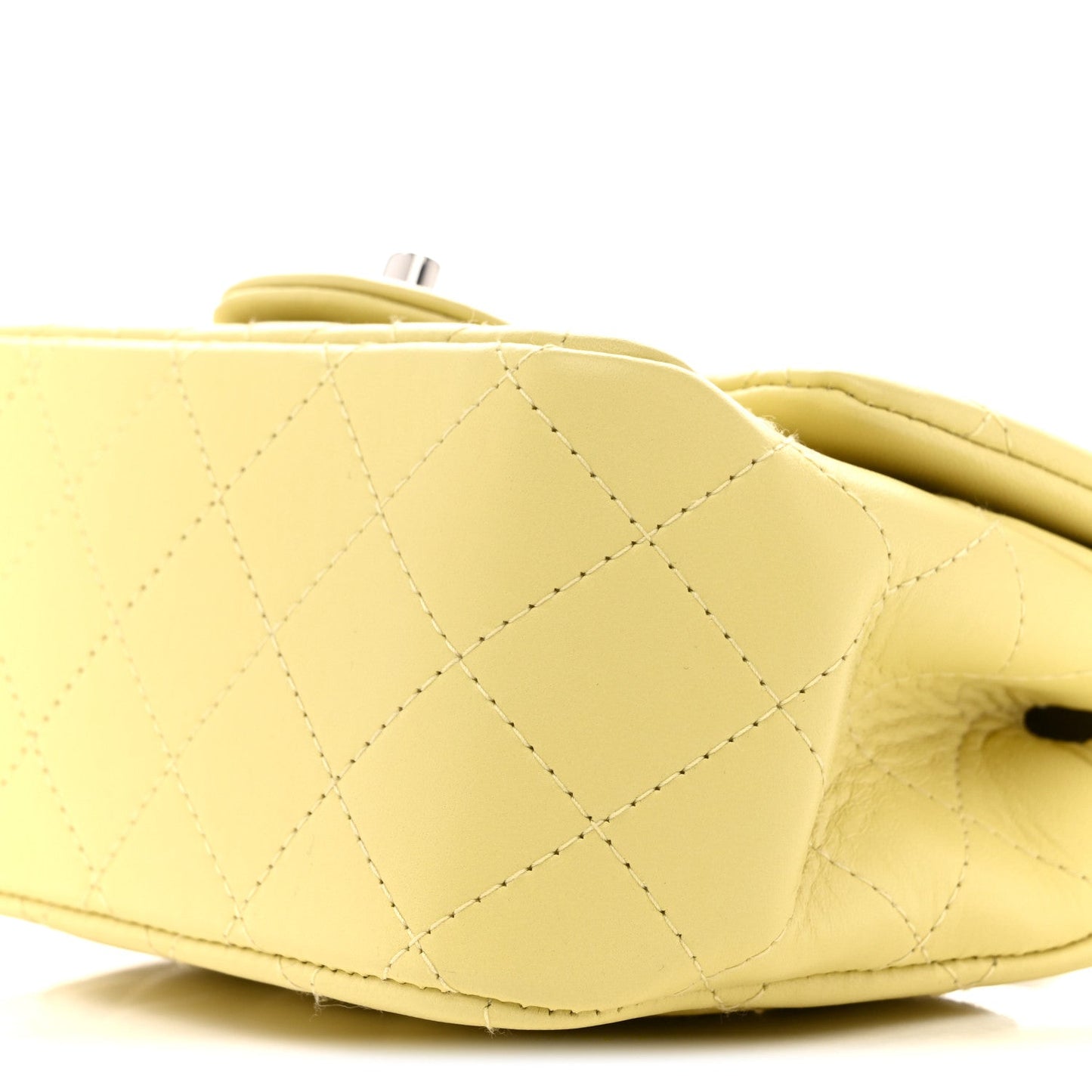 Lambskin Quilted Mini Square Flap Yellow