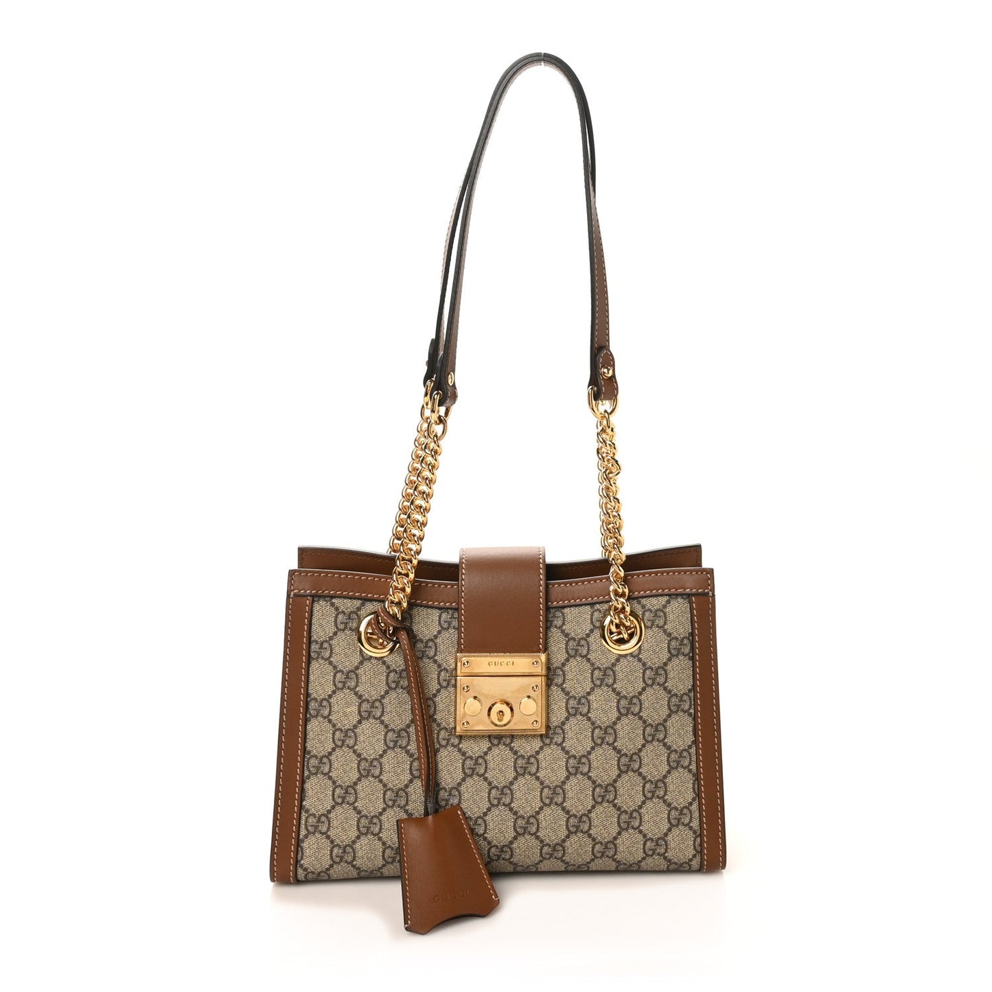 GG Supreme Monogram Calfskin Small Padlock Tote Beige Ebony Tuscany