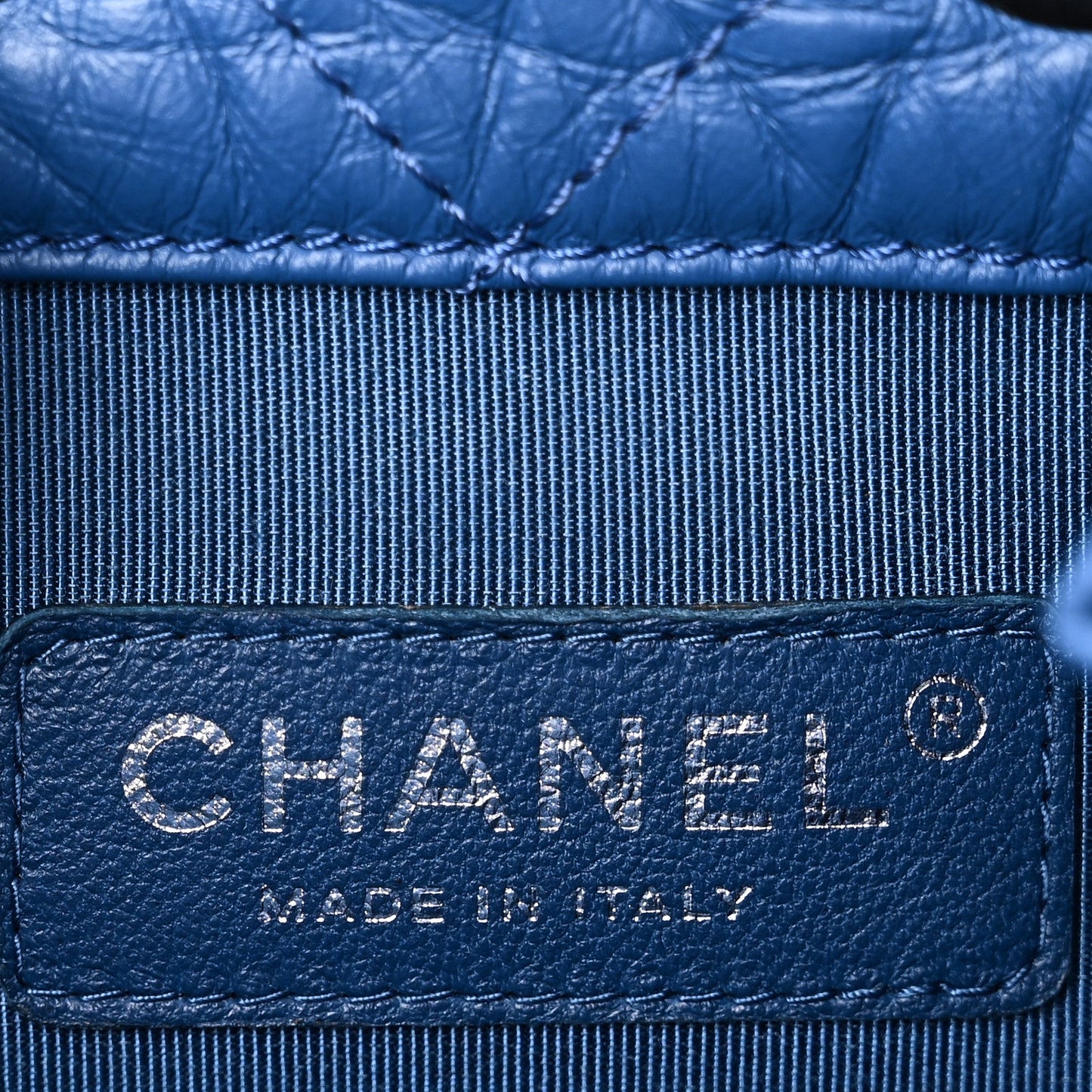 Aged Calfskin Quilted Small Gabrielle Backpack Blue