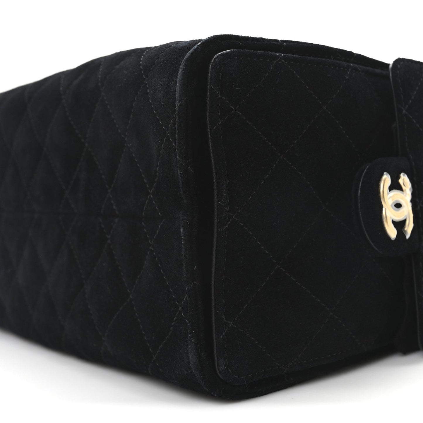 Suede Quilted Small Chanel 25 Handbag Black