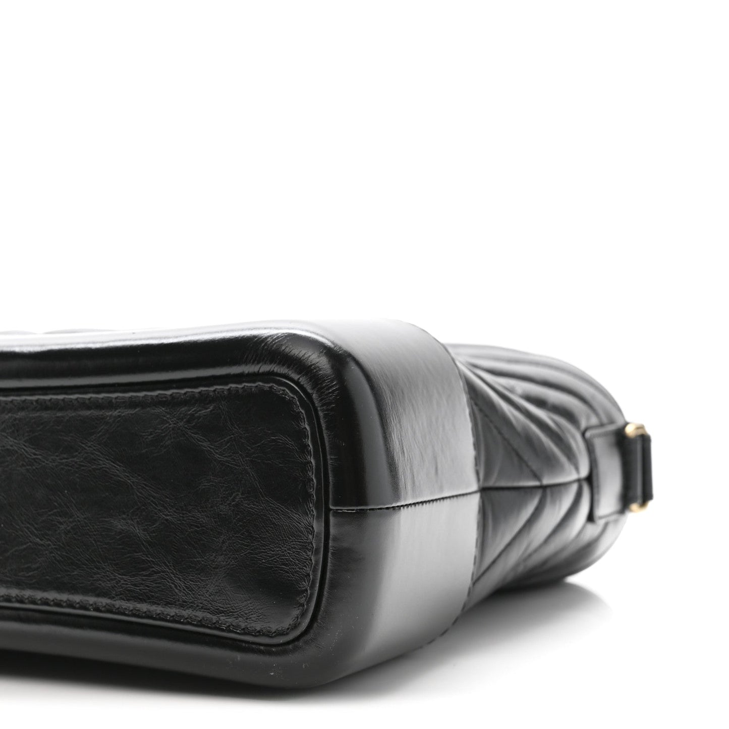 Aged Calfskin Chevron Quilted Medium Gabrielle Hobo Black