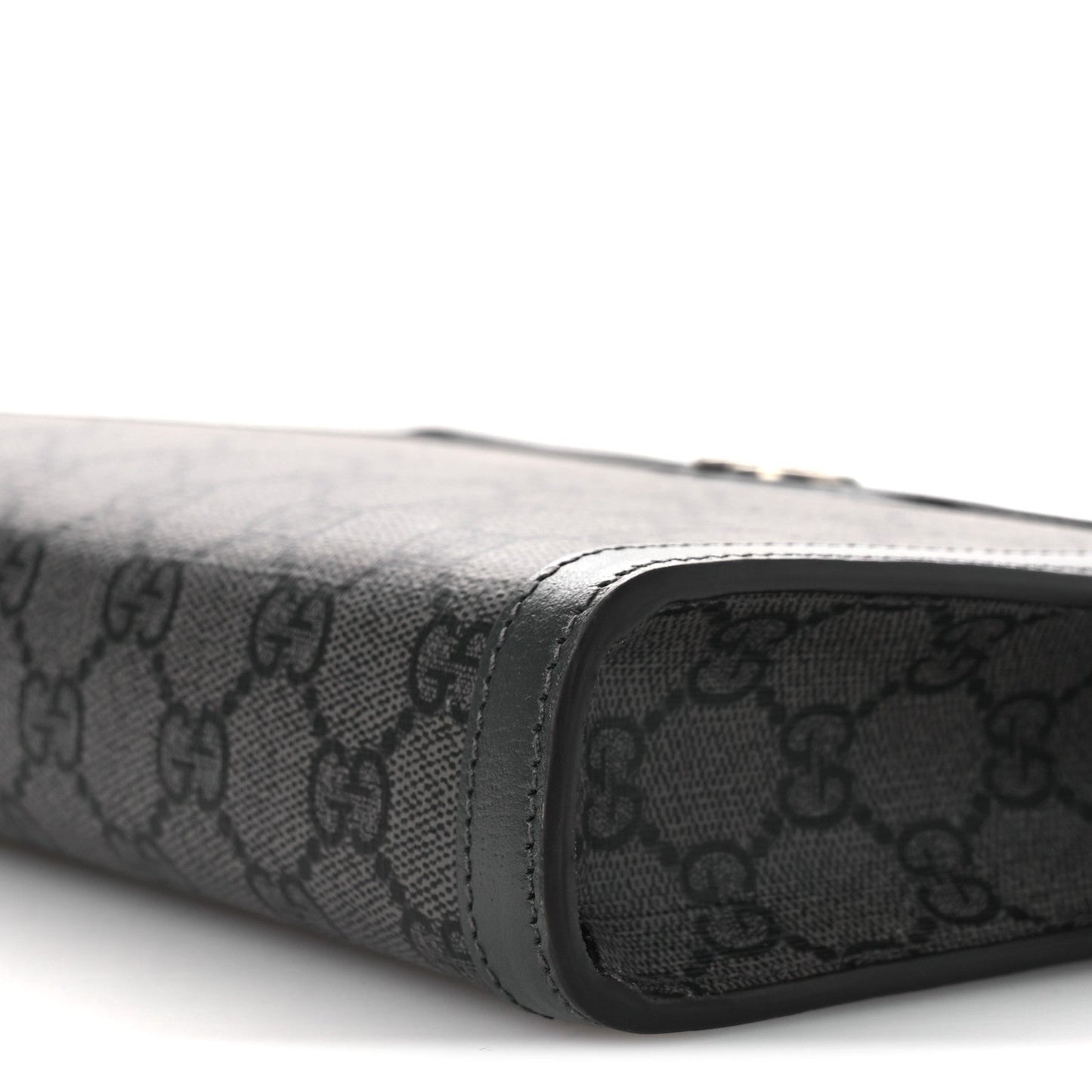 GG Supreme Monogram Textured Dollar Calfskin Web Small Ophidia Shoulder Bag Grey Black Graphite Grey