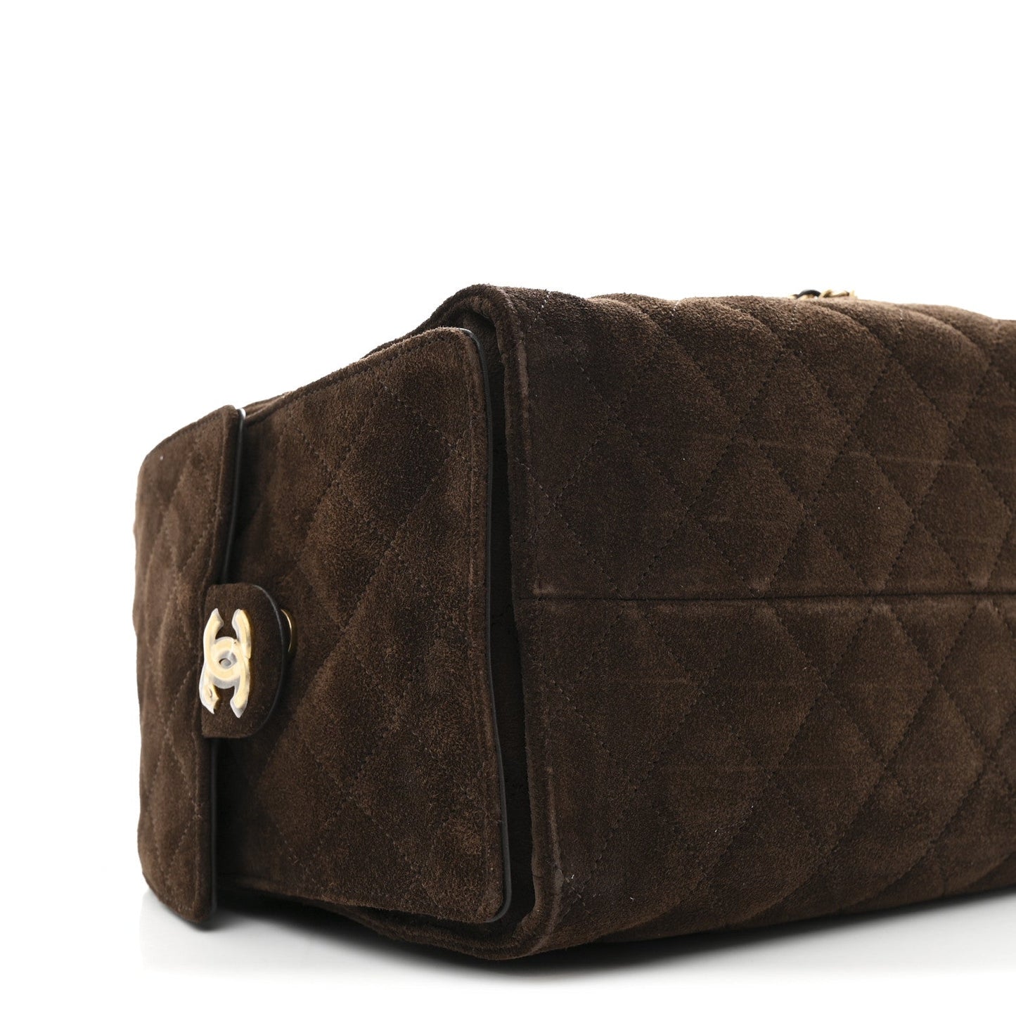 Suede Quilted Medium Chanel 25 Handbag Dark Brown