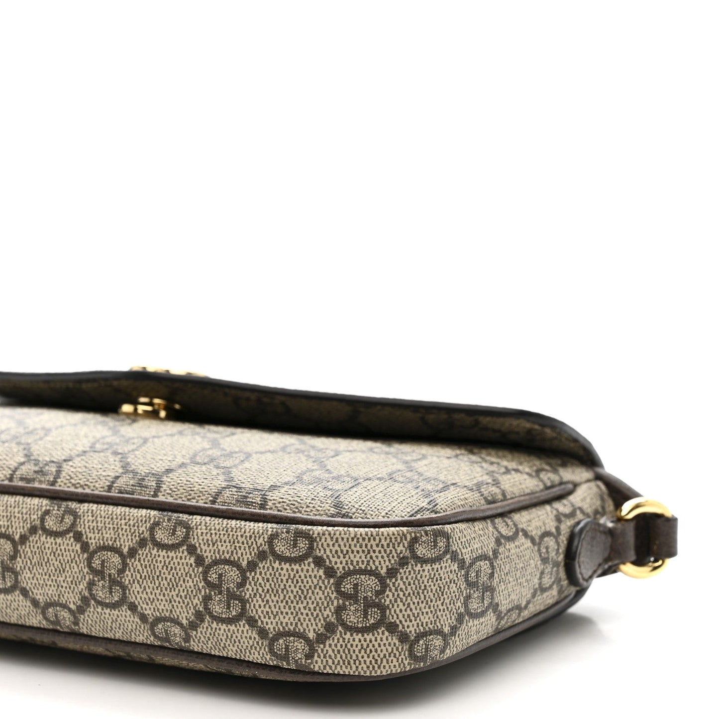 GG Supreme Monogram Textured Dollar Calfskin Web Mini Ophidia Envelope Shoulder Bag Beige Ebony New Acero